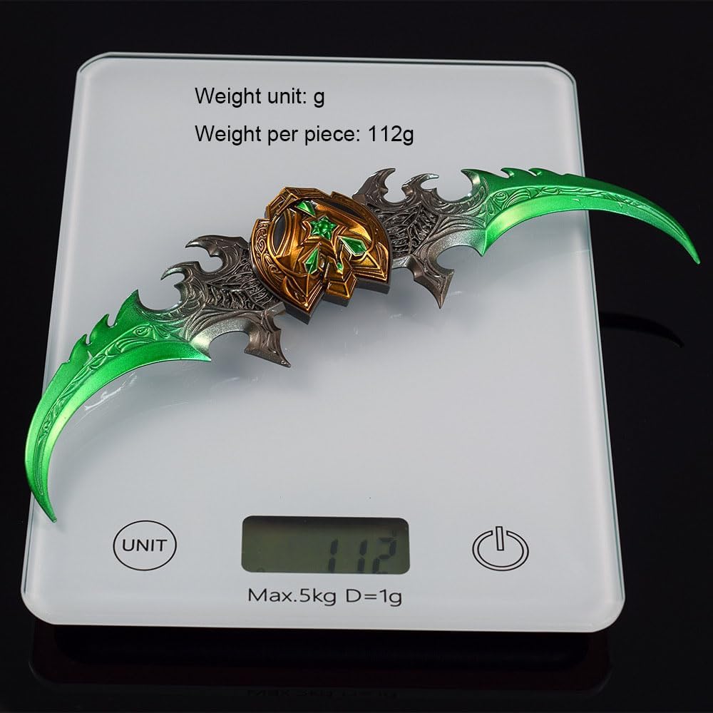 Wow Warglaive of Azzinoth,Game Equipment 22cm/8.66in All Metal Model with Display Stand Cosplay Props Merchandise Anime Home Decor Desktop Mini Ornaments Merch