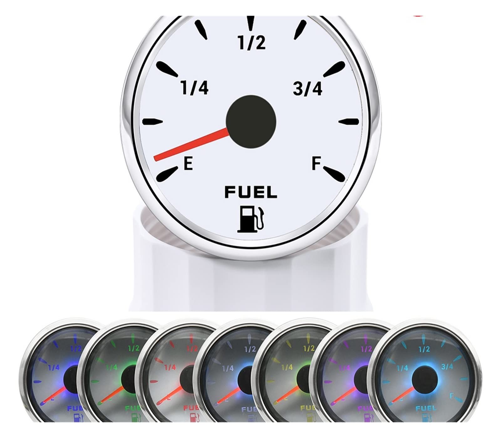 Cfwwsaq W Liquid Level Meter, 7 Color Backlight 52Mm Fuel Level Gauge 0-190 Ohm Ater Tank Gauge Meter Indicator 240-33 Ohm Oil Level Meter Auto Car Gauge(Ws 240-33 Ohm)