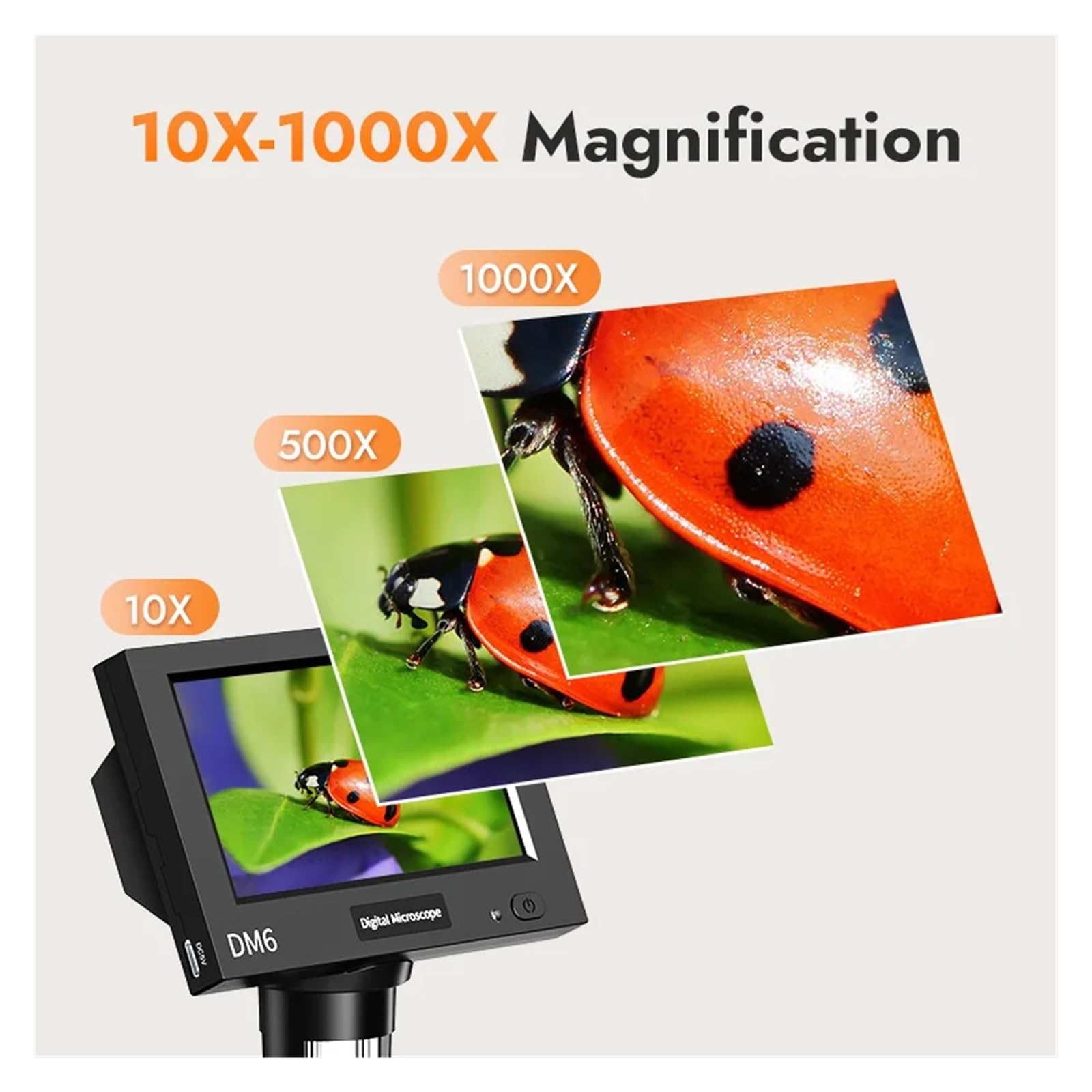4.3inch LCD Digital Microscope 1000X Video For Adult With 8LEDs Soldering For Repair，pcb，plants