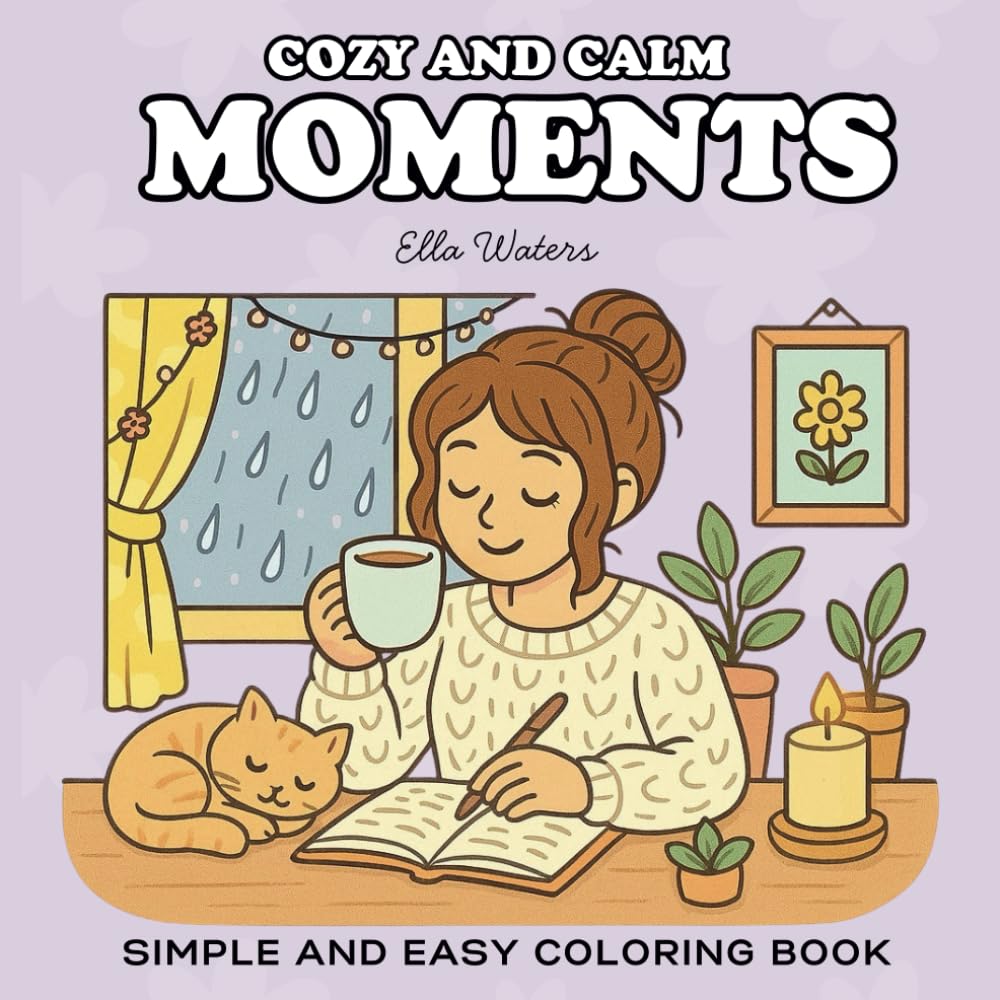 Cozy and Calm Moments: A Simple and Easy Coloring Book for Adults and Teens with Relaxing Self-Care and Homebody Scenes to Color