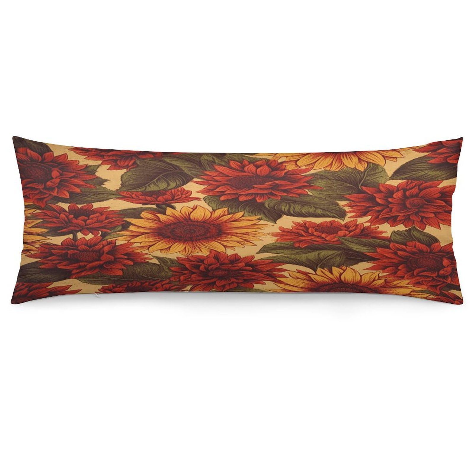 Red Sunflower Throw Pillow Cover Soft Pillow Case Decorative Lumbar Pillow Cover Cozy Throw Pillowcase Polyester Rectangular Cushion Case Decor for Couch Sofa Bed