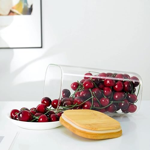 Miniatura 9 de Diamond Star Tarro de vidrio con tapa de madera de bambú para cocina tarro de almacenamiento hermético 4 x 57 pulgadas