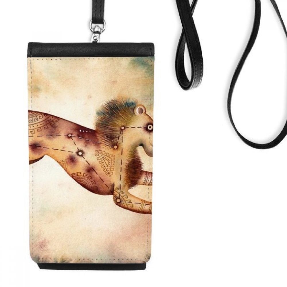 Bourse en cuir suspendu Constellation Lion pour smartphone noir