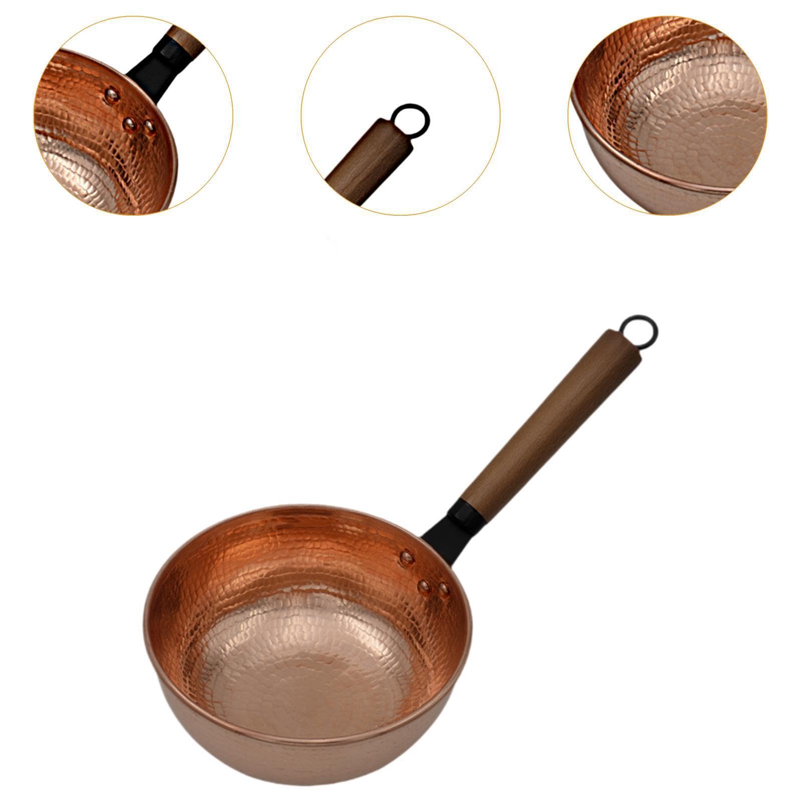 Kupfertopf, Milchtopf, Bratpfanne, Kupferspule – vielseitiges Küchenutensil zum Braten von Rührei oder Anbraten von Gemüse, Kleiner, Flacher Boden