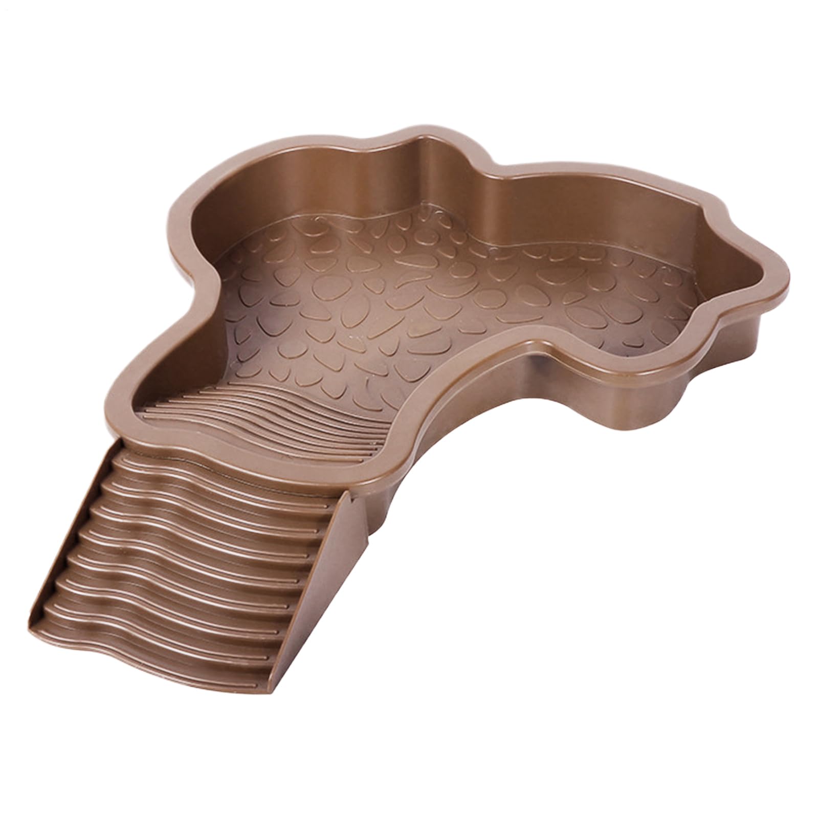 Tortoise Water Dish, Reptile Feeding Dish Water Bowl with Ramp, Turtle Bathing Terrace Shower Basin for Tortoise Chameleon Hamster Scorpion Gecko