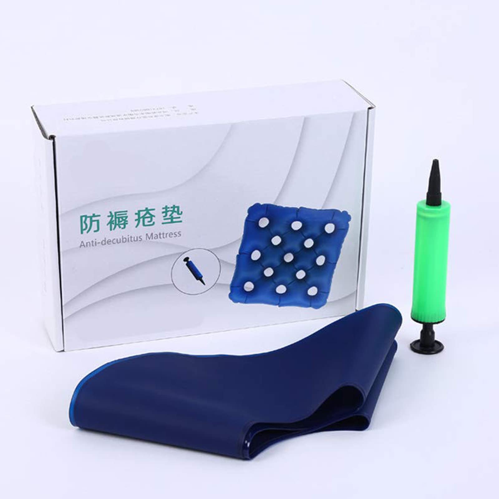 Almohada Inflable portátil de Donut para aliviar el Dolor de coxis, Almohadilla antiescaras, cojín de Aire para hemorroides, Embarazo, con Bomba de Aire, Azul (Azul) (Azul)