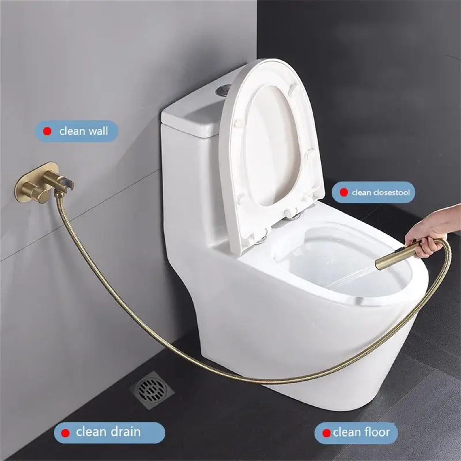 Bidet Portatile Supporto a parete for rubinetto bidet in ottone oro rosa spazzolato