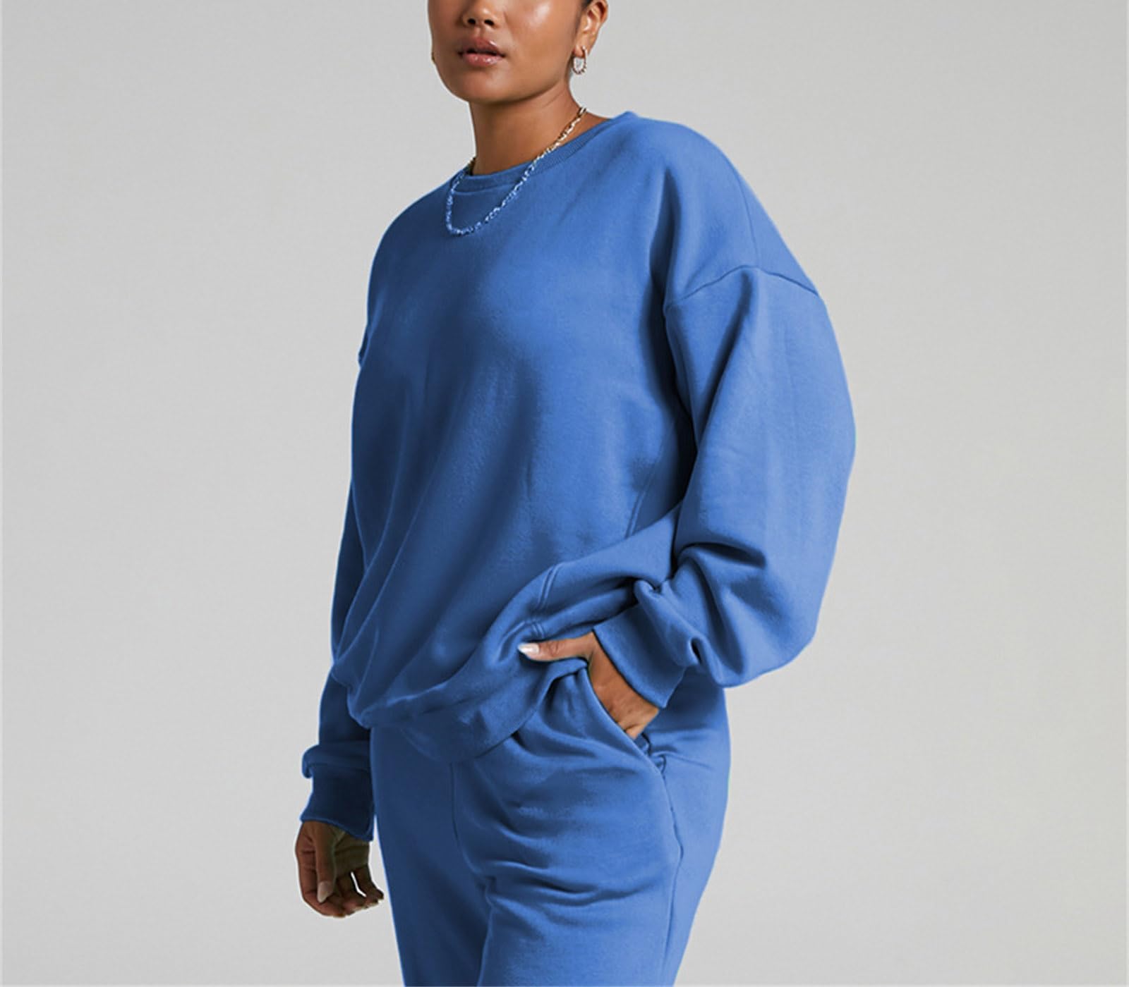 Suncolour Completo da Donna in Due Pezzi Felpa Pullover e Pantaloni da Jogging Tuta Calda Set di Tute Casual da Donna