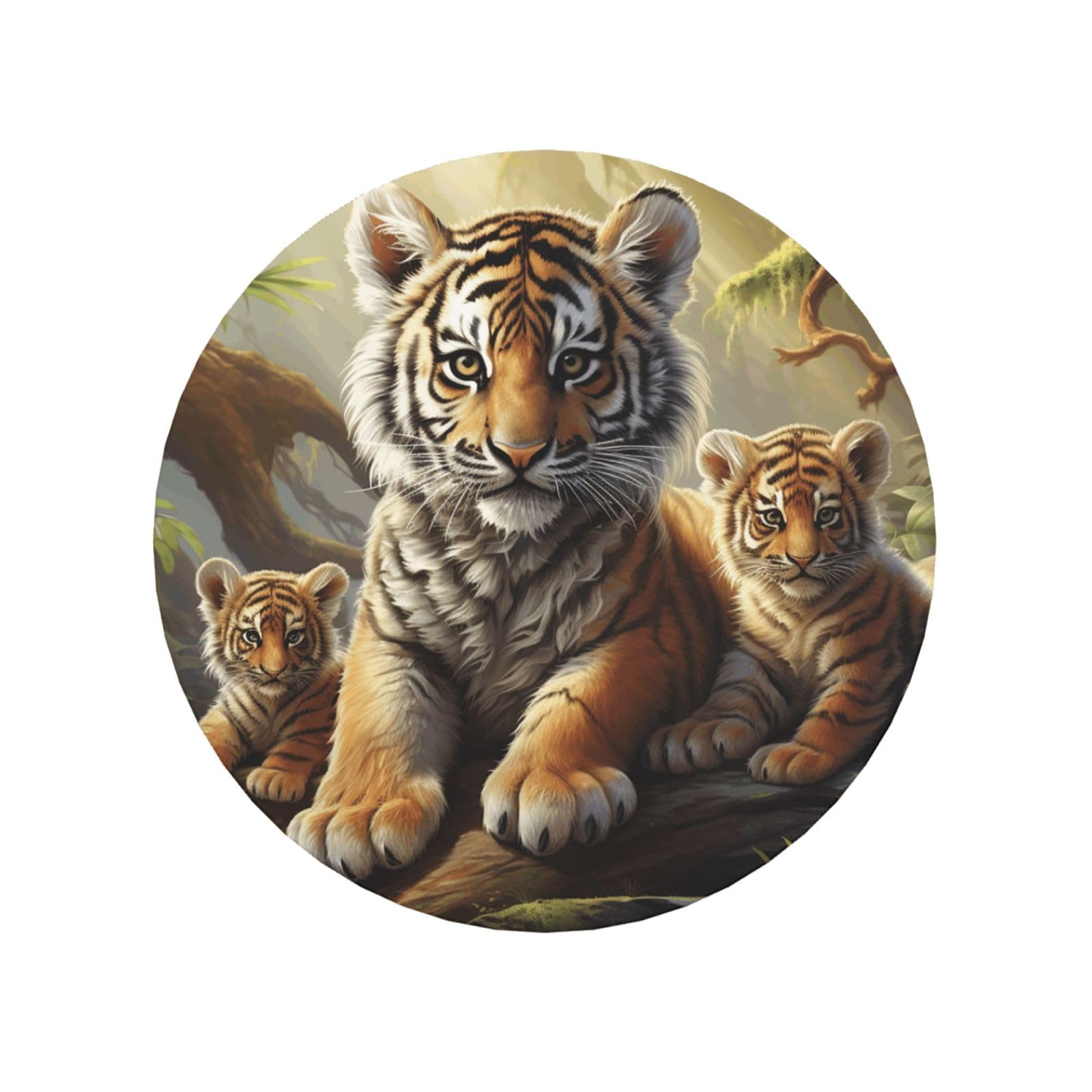 Fodpand Round Shape Jungle Tigers Cub Fridge Magnets, Strong Small Refrigerator Magnets Decorative Magnets For Kitchen Fridge Office Locker - Funny Magnetic Stickers Birthday Gifts