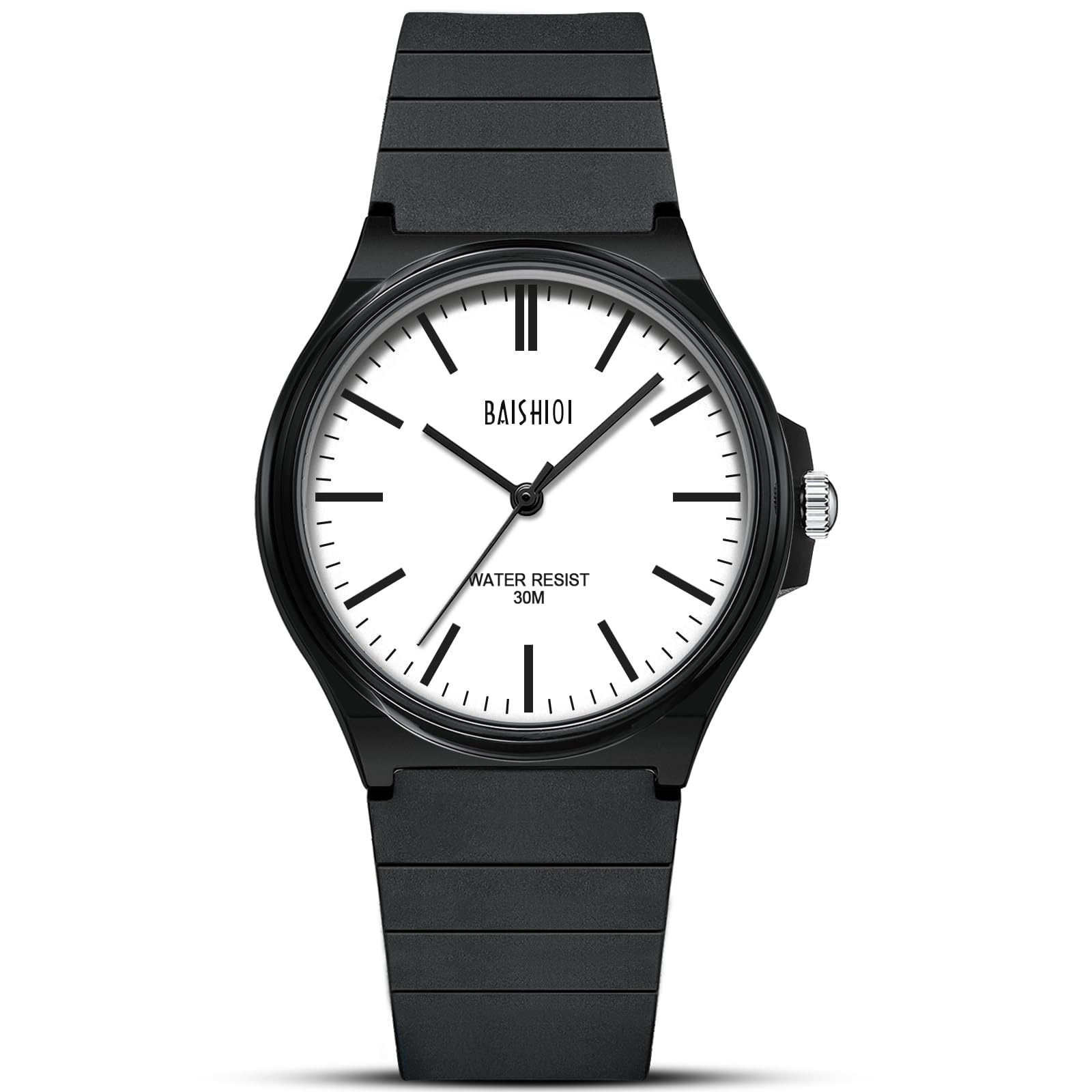 BAISHIOI Reloj Hombre Reloj de Cuarzo Analógico para Hombre Reloj de Hombre Minimalista Reloj Resistente al Agua Sport Casual Relojes de Pulsera para Hombre con Negro Correa Silicona