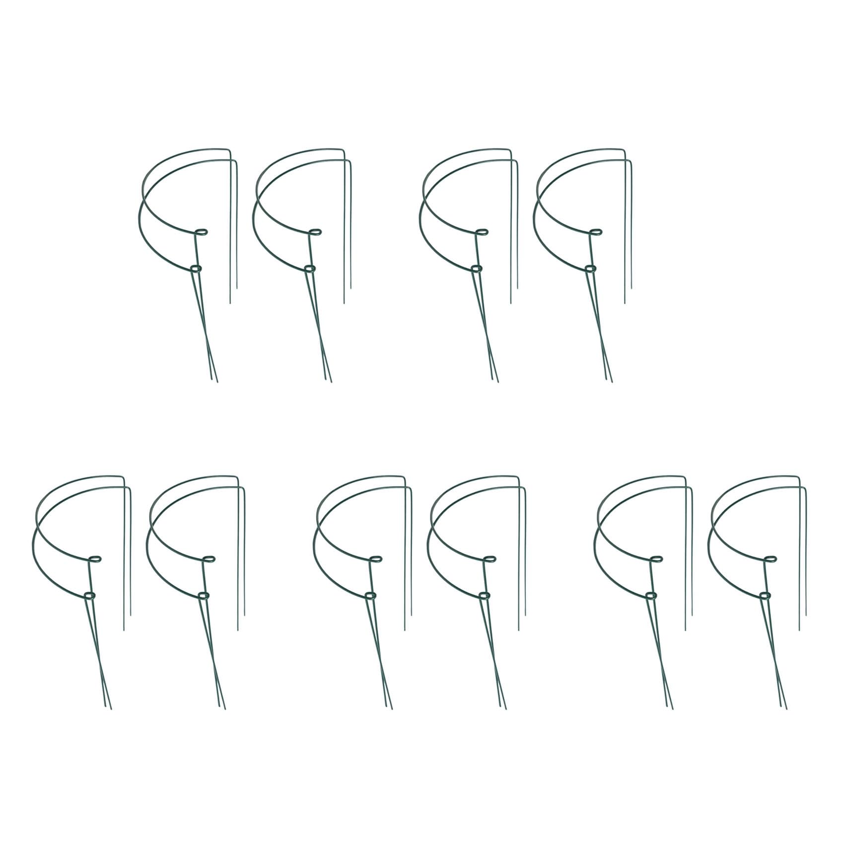 Jnchdghwa Green 20 Pcs Plant Support Stakes Ring Cage Metal Garden Plant Stake Half Round Plant Support Ring Large Plant Supports