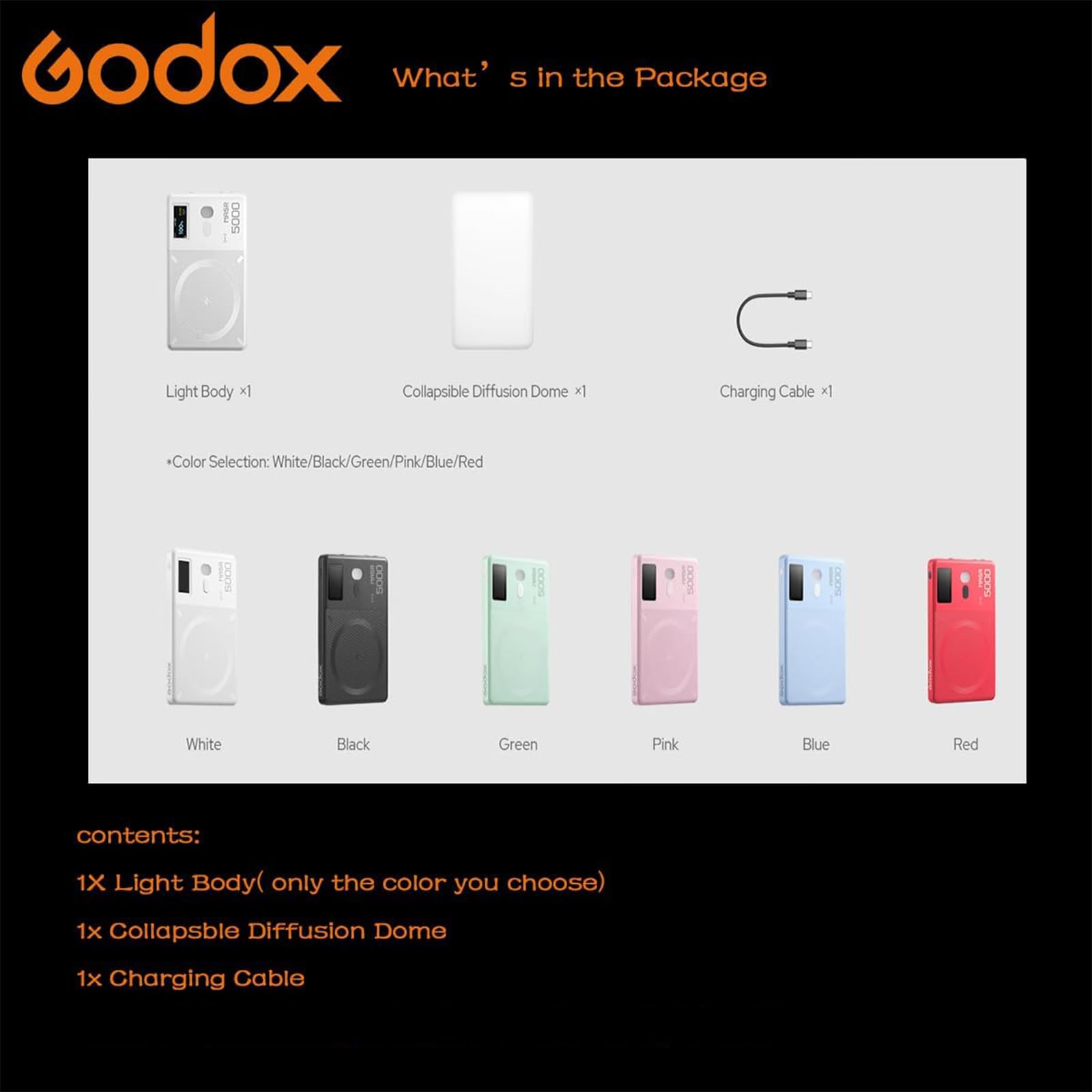 Godox MA5R Lampe Vidéo LED RGB 2-en-1 avec Recharge Magnétique, CCT 1800K-10000K, 14 Effets Lumineux, Lumière de Remplissage Selfie en Couleur Complète, Compatible avec le Contrôle NFC via APP (Blanc)