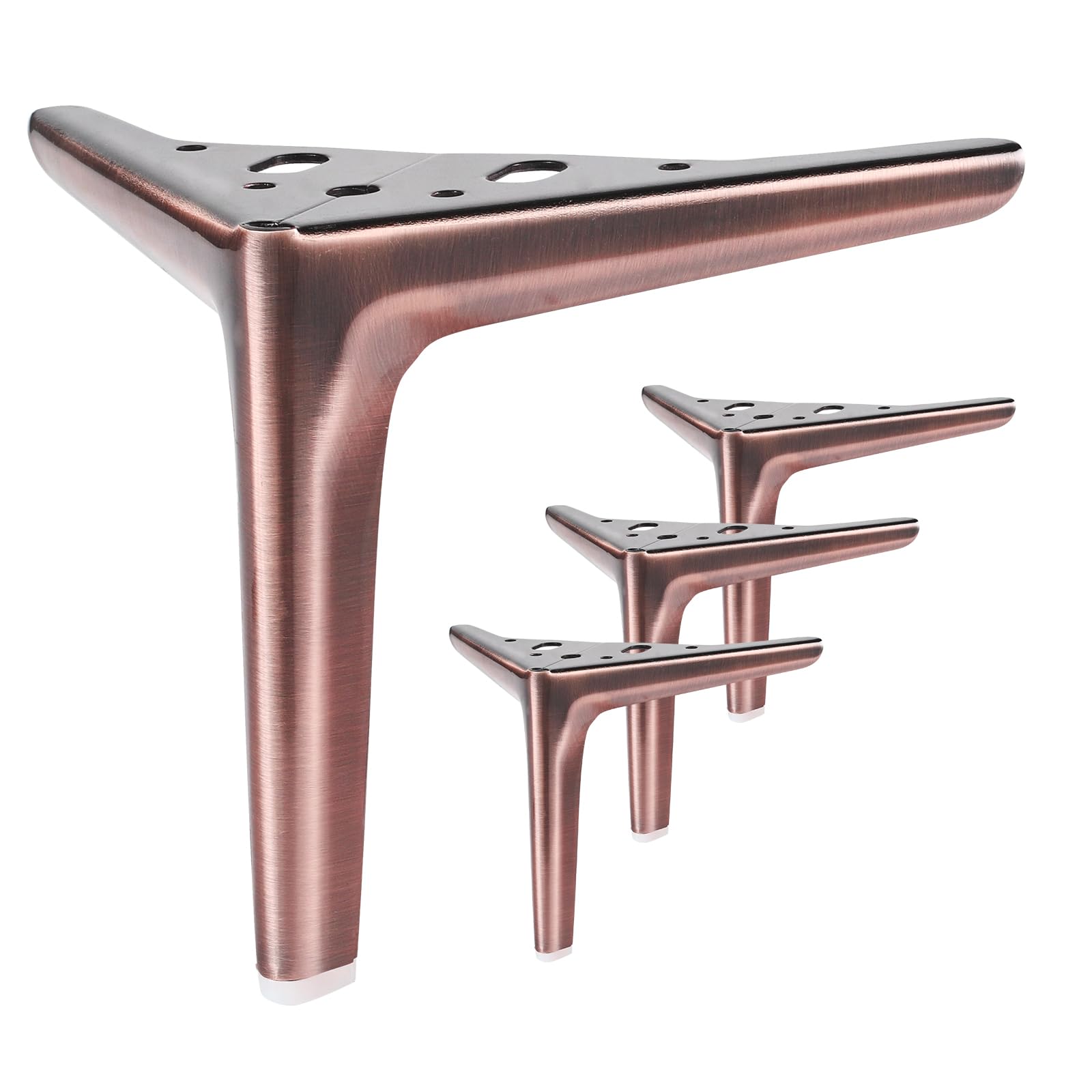 Anterrific 15 cm/6 inch Antique Brushed Red Bronze Furniture Legs, Metal Legs for Furniture Set of 4, DIY Replacement for Sofa, Cabinet, Ottoman, Table, Night stand and Dresser Legs