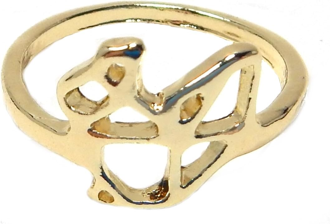 Geometric Squirrel Ring, Minimalist Origami Lines Chipmunk Fashion Ring, Gold-tone, Costume Jewelry