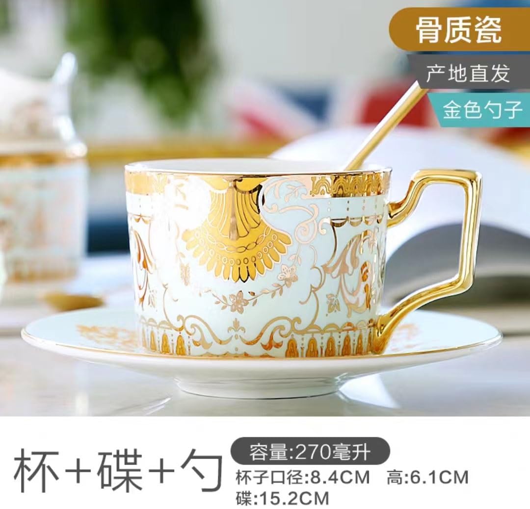 Kaffeetasse, Teetassen, Kaffeetasse* Keramik-Kaffeetassen-Set, Tee-Set, lustige Kaffeetasse, Teetasse, Tasse und Untertasse, Löffel-Set, modisch bedruckte Keramik-Kaffeetasse aus Knochenporzellan mit