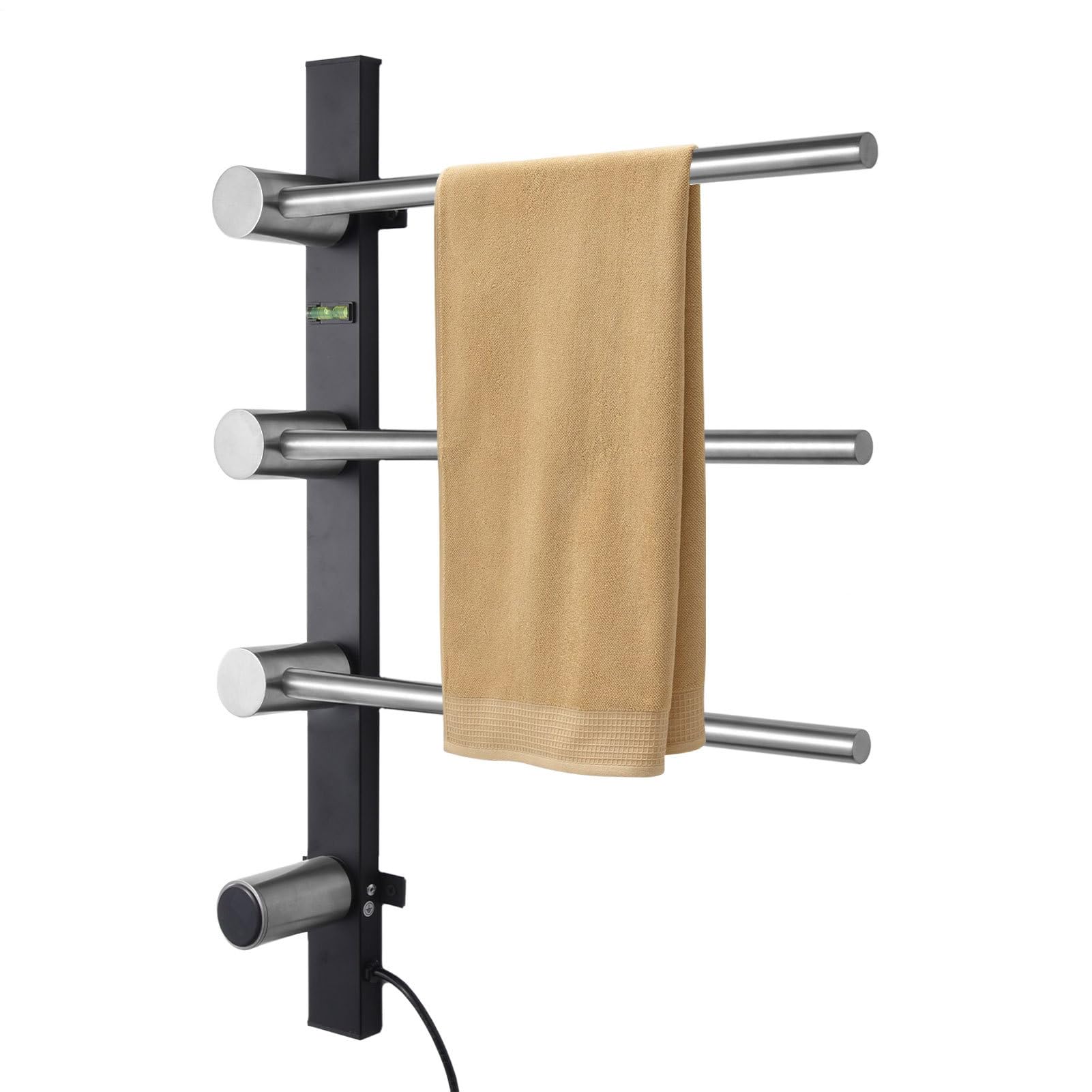 Wall Towel Warmer | 3 Bar Heated Towel Rack Wall Mounted | Adjustable Temperature Towel Heater with Timer, LED Display Screen for Bathroom, Home