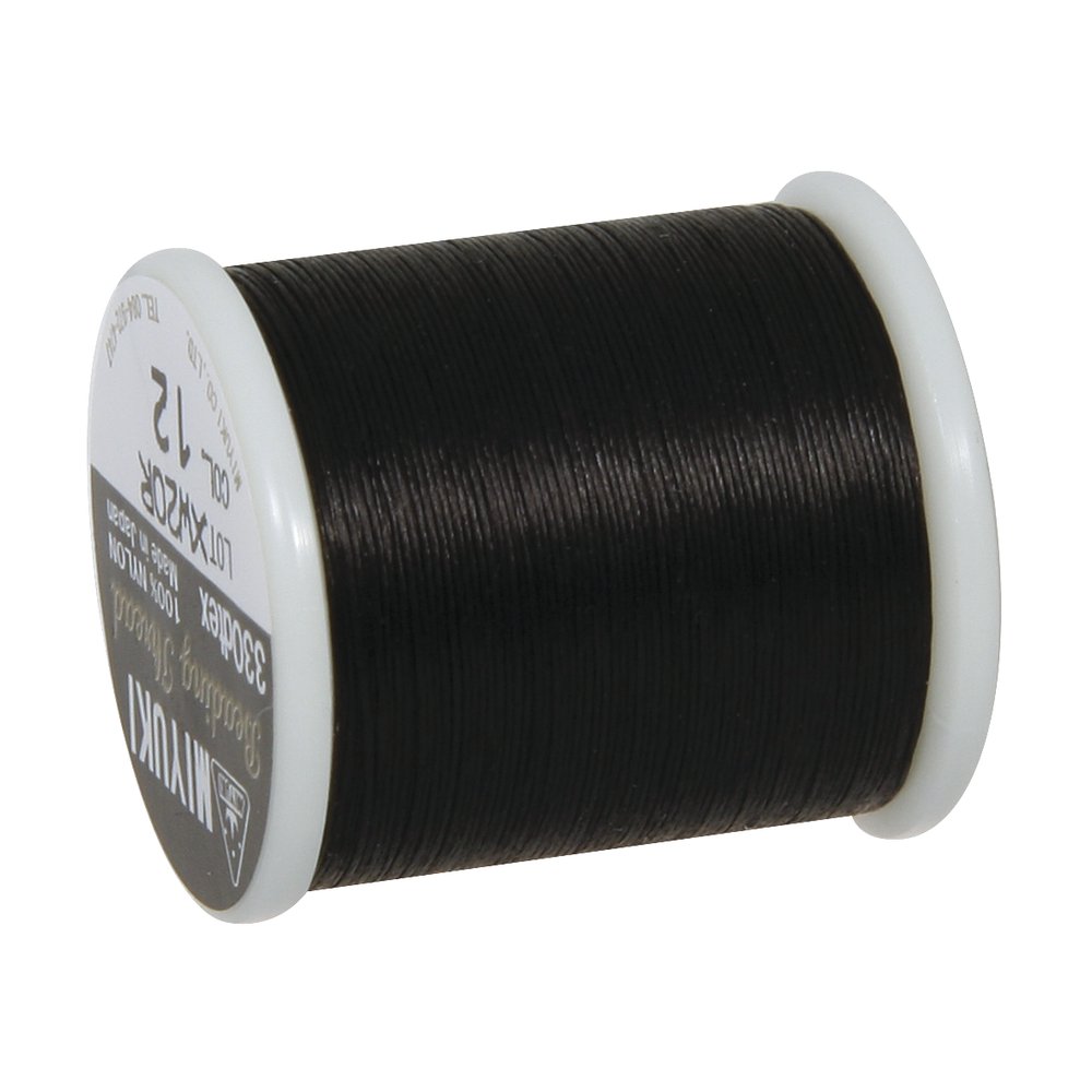 Rayher Black Beading Thread For Seed Beads With A Diameter Of 0.27Mm, Fine Nylon String For Jewellery Making, 50M, 89300576