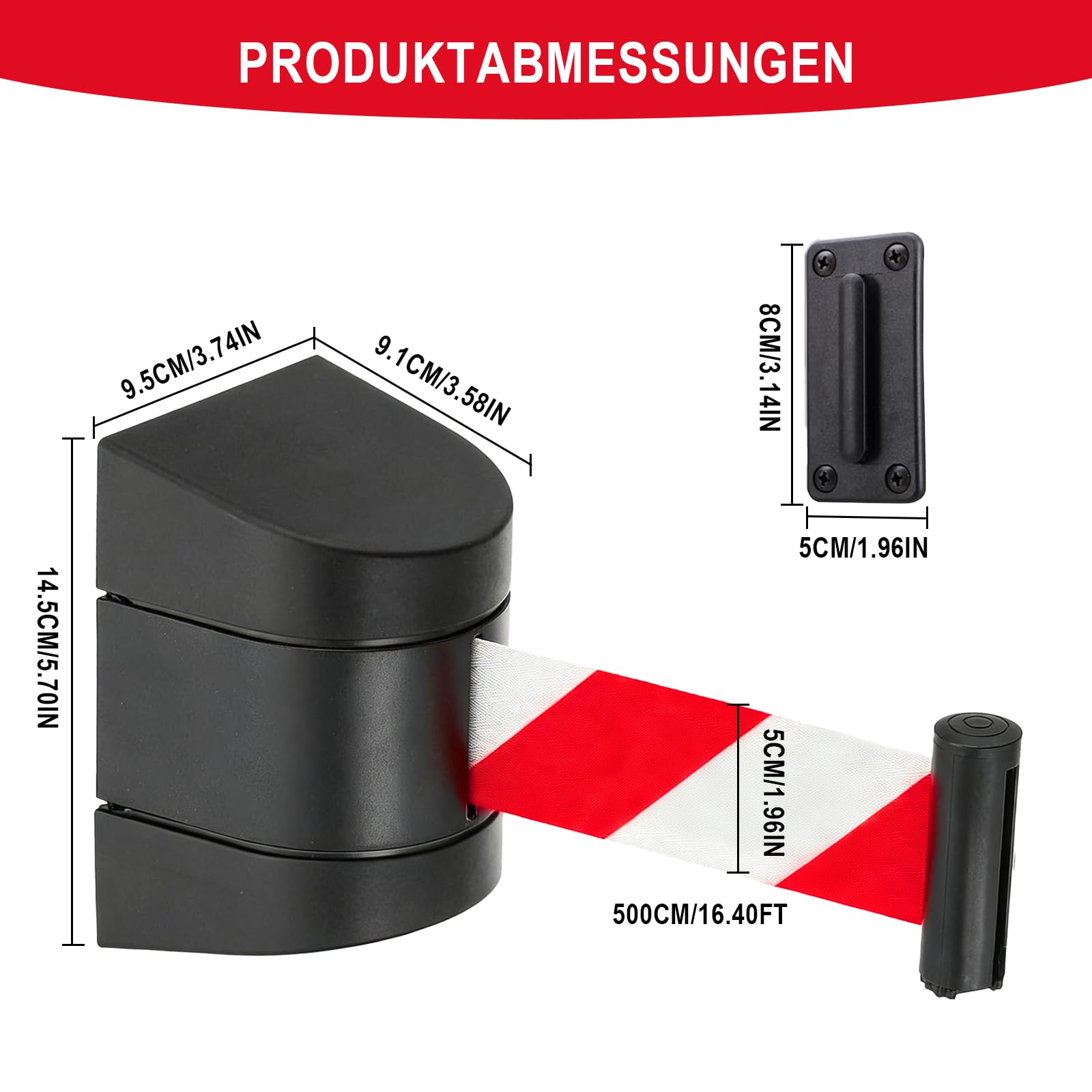 2 Stück 5M Absperrband Ausziehbare Sicherheitswarnbänder, Rot/Weiß | Magnetische Retractable Barrier, Absperrband mit Verriegelungsfunktion für Menschenmengenkontrolle Bei Veranstaltungen