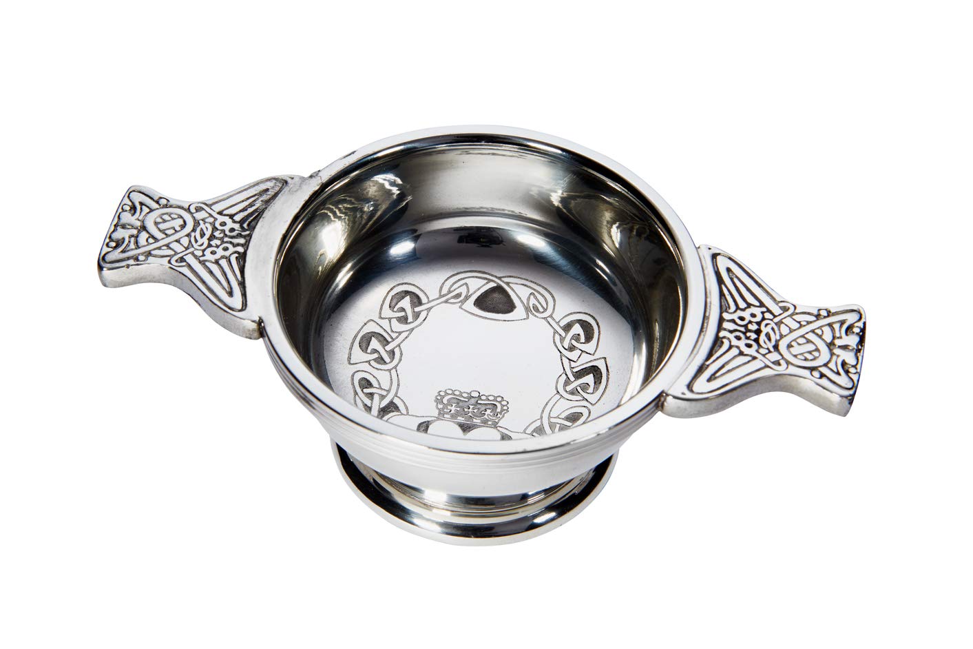 Wentworth Pewter - Small Claddagh Pewter Quaich Bowl with Customization
