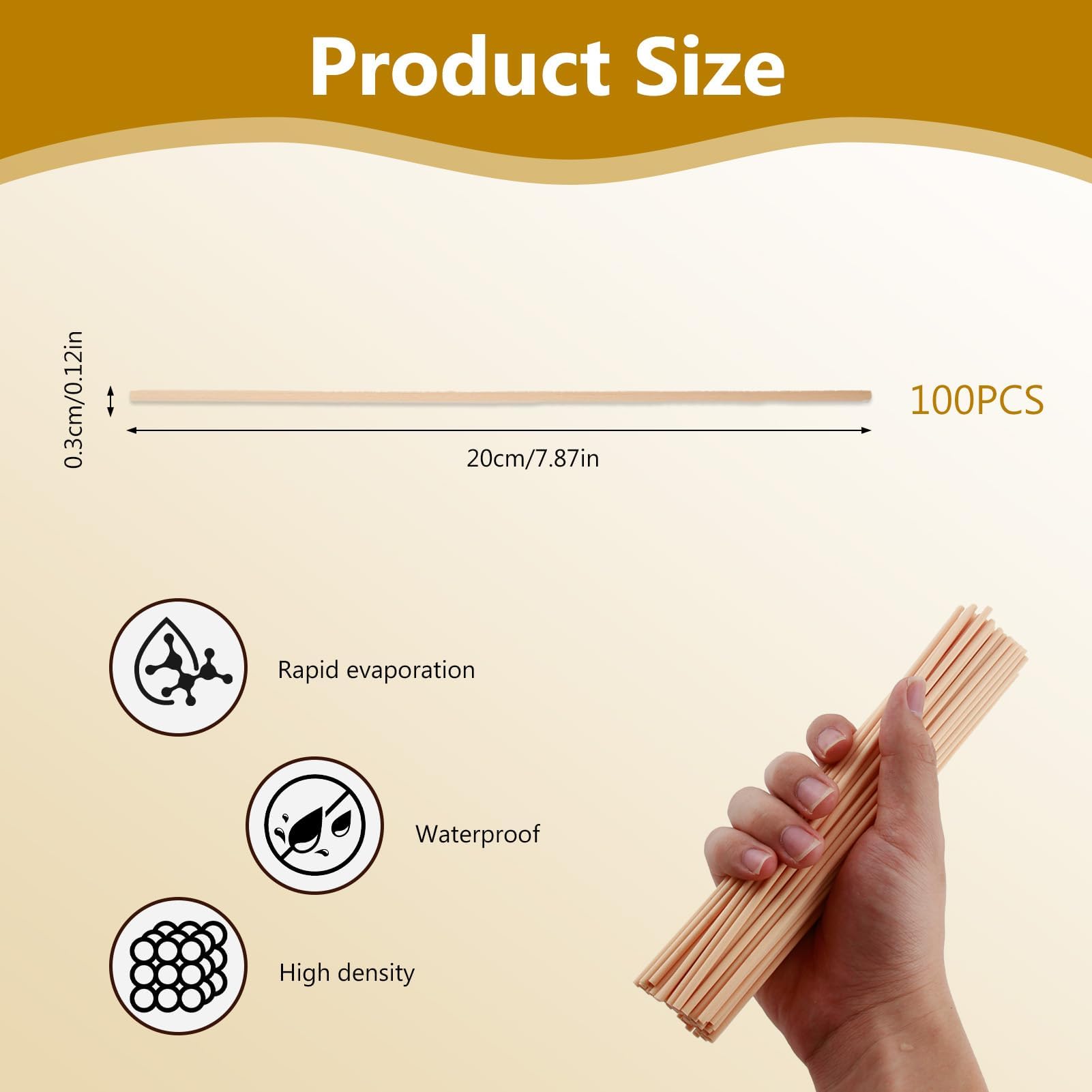 Juego de 100 Varillas Difusoras de Láminas - Varillas de Mimbre de Madera, Varillas de Repuesto para Difusores de Vidrio, para SPA, Meditación y Ambiente Hogareño, 20cm de Largo