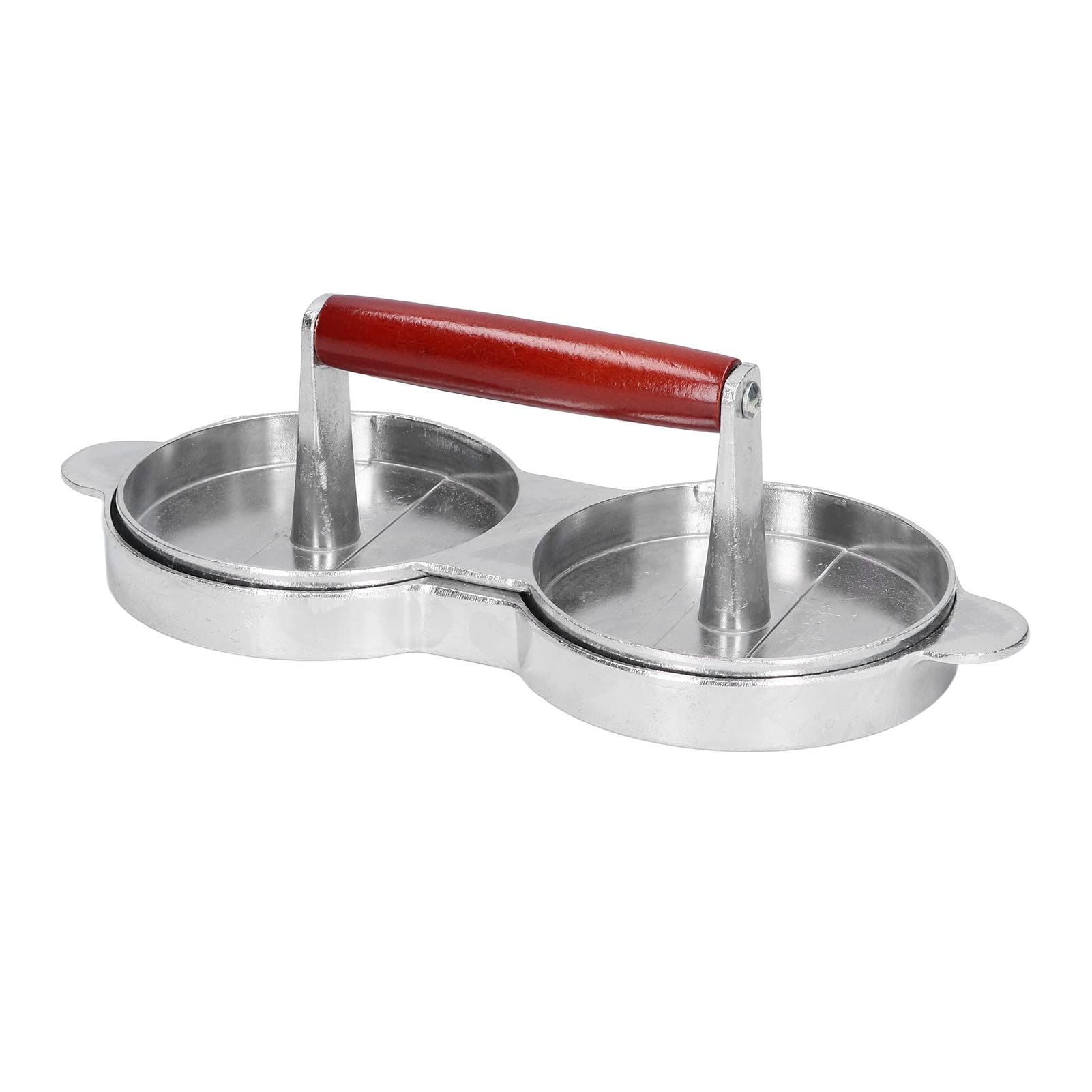 Presse à hamburger ronde en aluminium et bois pour cuisine