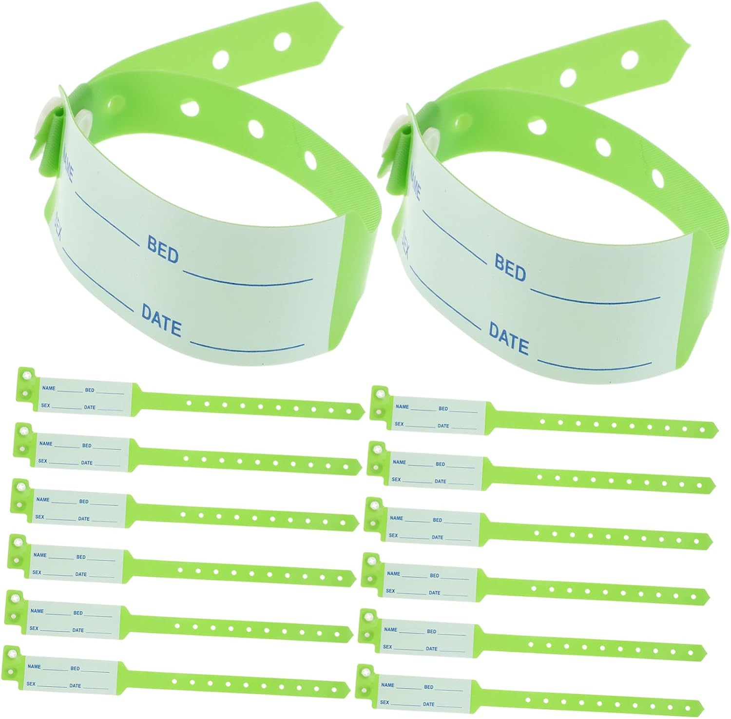 COLLBATH 100pcs Green Adult Identification Wristbands Disposable Waterproof Plastic Hospital Patient Id Bracelets for Inpatient Use