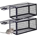 FENYW 2PCS Rattenfalle Lebend, 41x14x11cm, Marderfalle Lebendfalle, Kastenfalle aus...