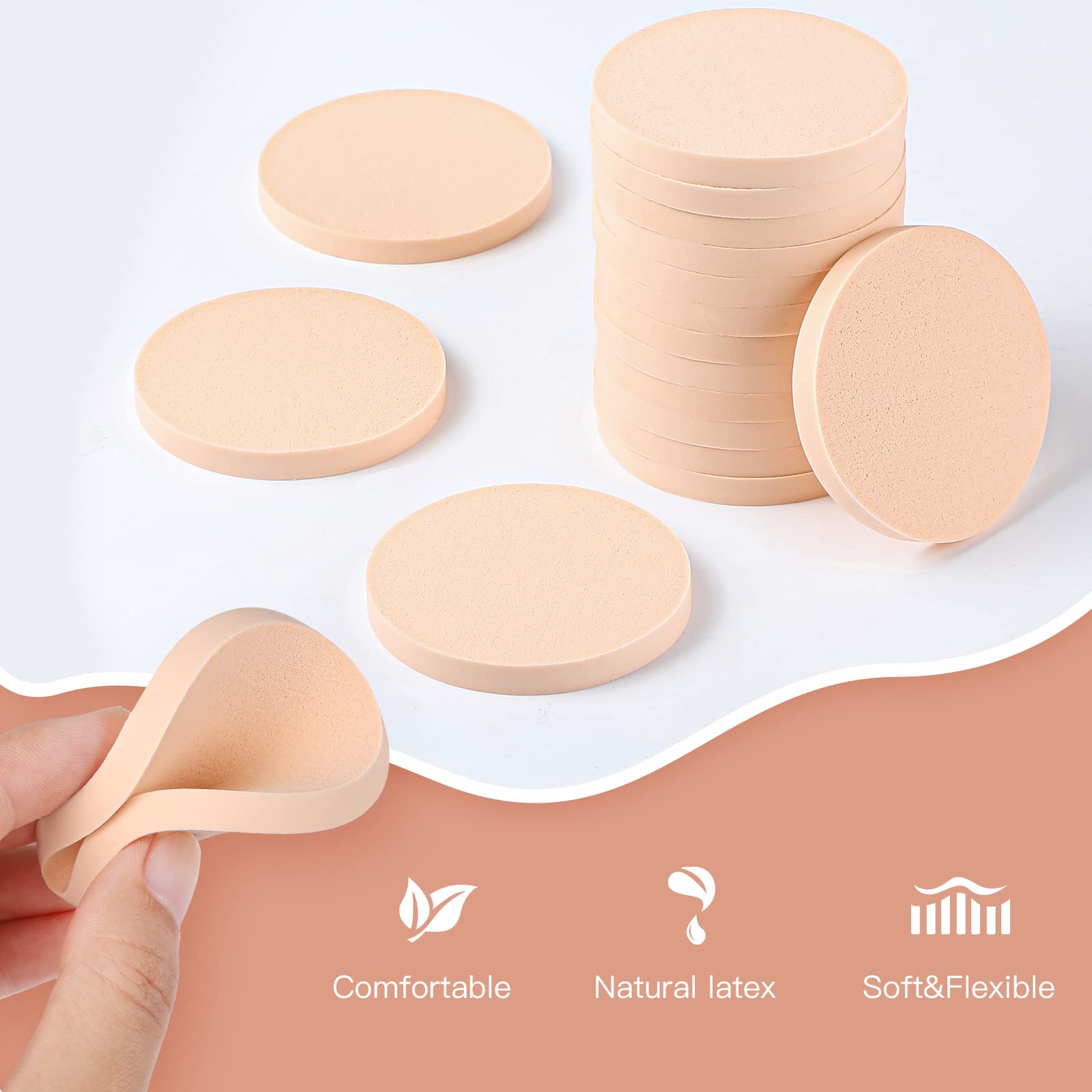 100 Esponjas de Maquillaje Redondas Esponjas Cosméticas Soplos de Polvo Compactos de Imprimación Redonda con Estuche Transparente Esponjas Aplicadoras de Maquillaje para Base de Maquillaje Cosméticos