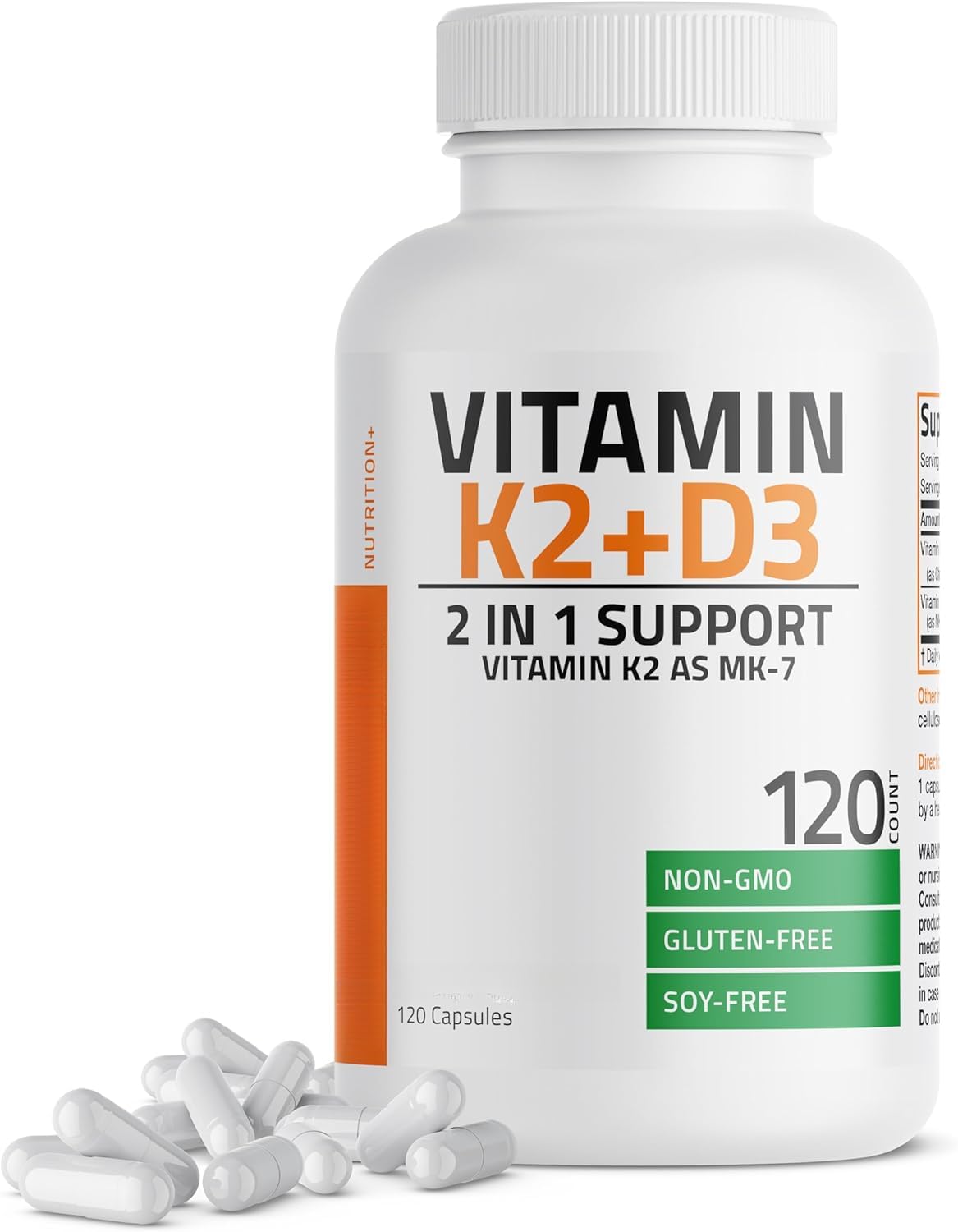 Complesso D & K di vitamina K2 (MK7) facile da deglutire con potenziamento di calcio