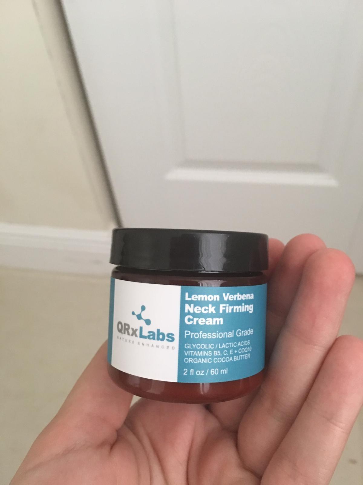 QRxLabs Lemon Verbena Neck Firming Cream – Tightening & Lifting Moisturizer for Loose, Wrinkled or Sagging Skin, Decollete & Chest – Best to Prevent Turkey/Crepe Neck – 2 fl oz