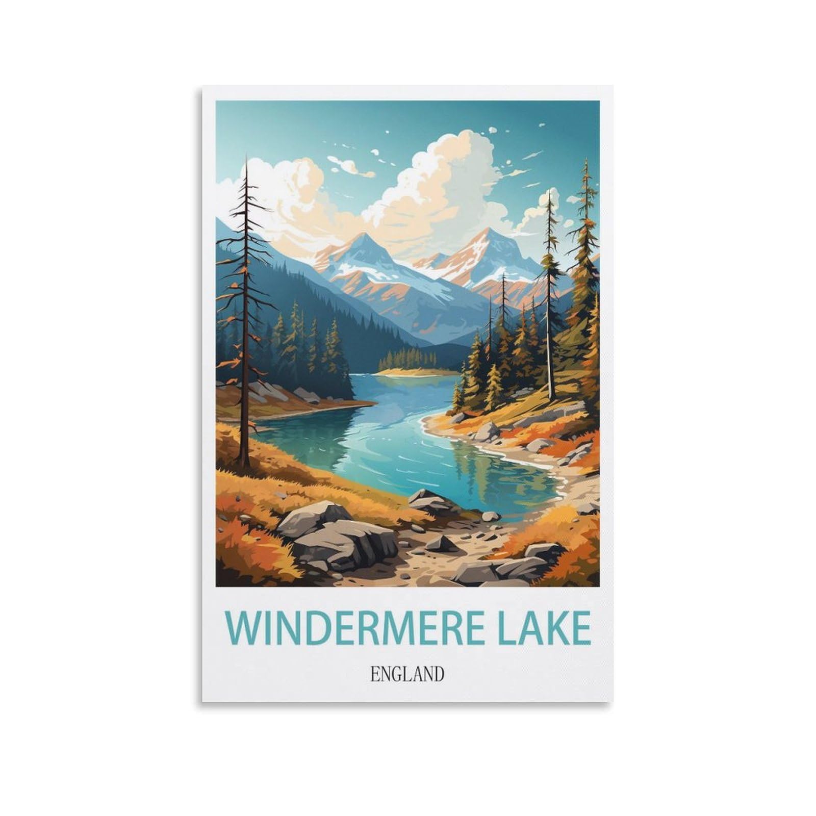 EZMLFA Diamond Painting Kits for Adults,Windermere Lake England DIY Crystal Embroidery Gifts,Diamond Art Craft,for Living Room Home 40x40cm