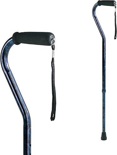 Carex Health Brands Offset Designer - Bastón de altura ajustable con correa para la muñeca sin látex, mango de cojín suave, soporta 250 libras,