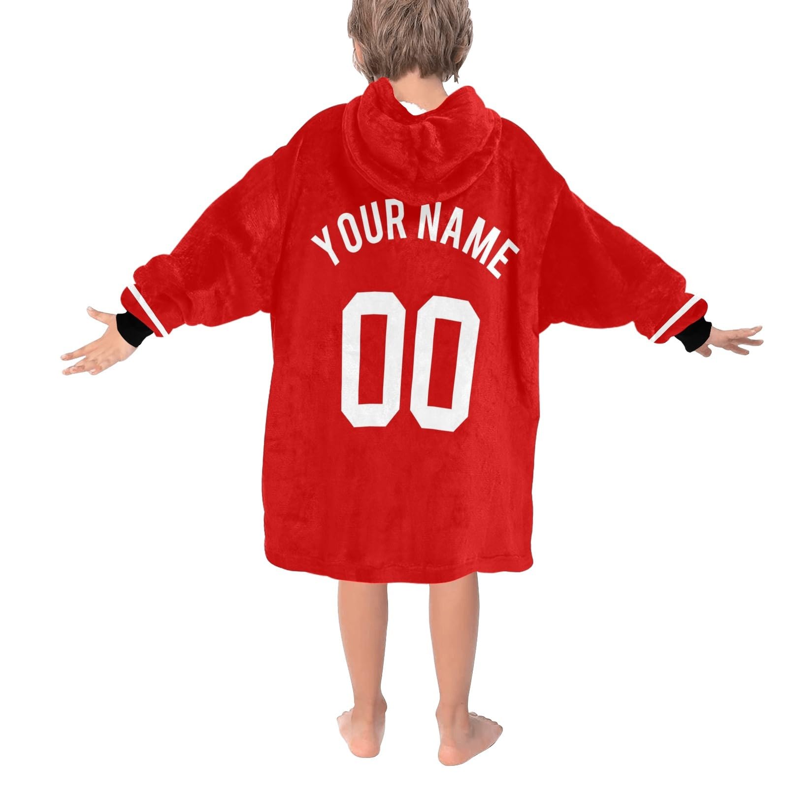 Baseball Hoodie Blankets Custom Name Team Number Personalized Wearable Sherpa Blanket for Kids