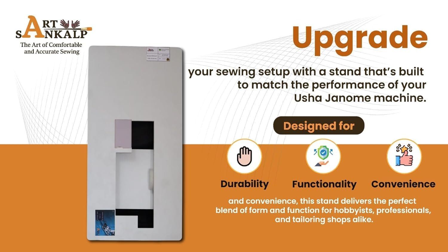 Customized Extension Table Stand for Sewing Machines with Laminated Tabletop | Foldable Metal Frame | Compatible with Usha Janome Allure DLX — Amazon image 5