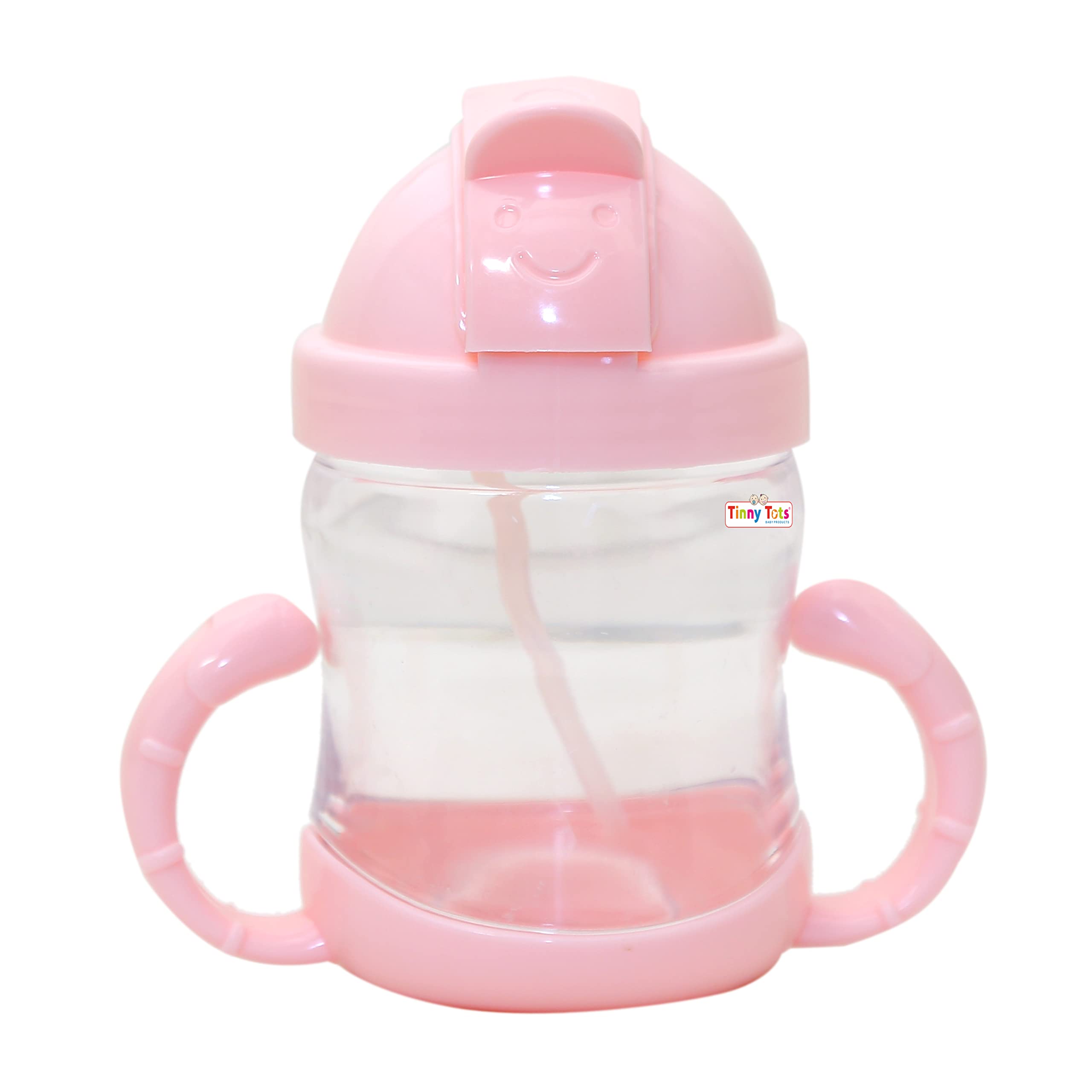 Tinny Tots Baby Unbreakable Sipper Bottle Cup/Mug Learning Sippy BPA Free Anti Spill Sippy Cup Dust-Proof Sippy Cup with Twin Handles Sipper for Toddlers/Infants/Babies (Pink -SB3207, Medium)