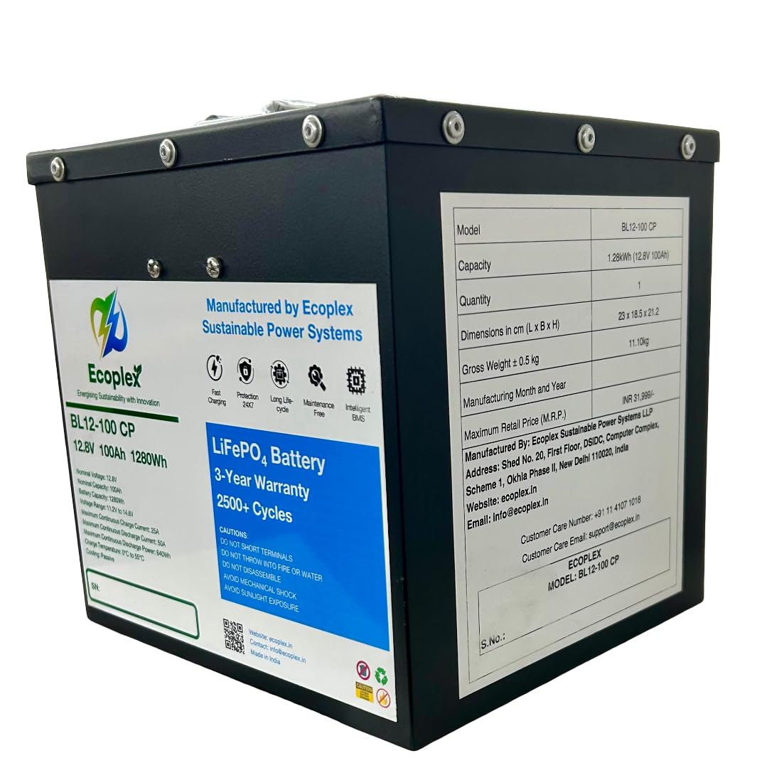 12.8V 100Ah CP (Compact) Lithium Ferro Phosphate Battery for UPS, Inverters and Solar Panels for Homes and Shops