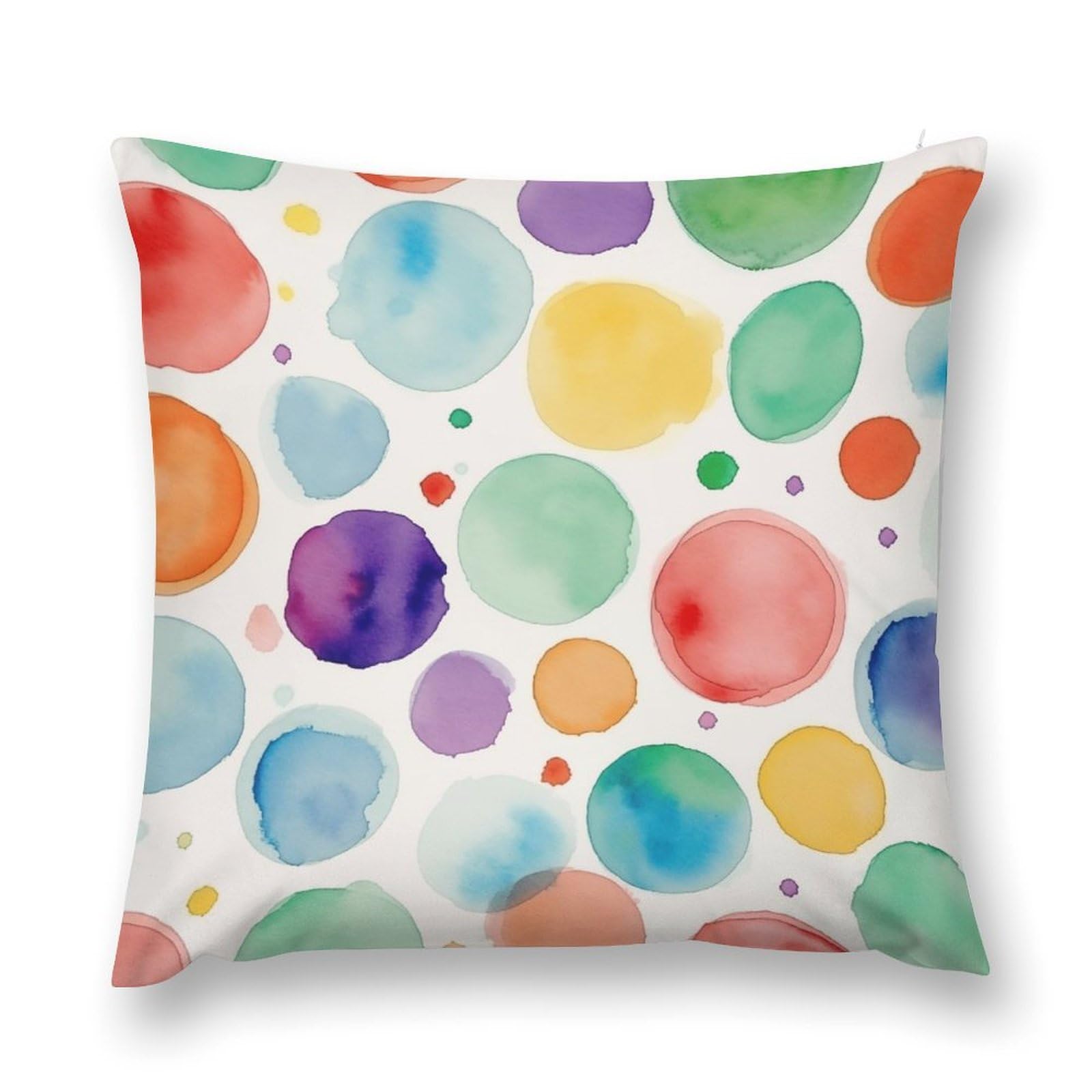 moderw Watercolor Polka Dot Throw Pillow Cover, Colorful Geometric Rainbow Pillowcases Multicolor Abstract Circles Pillows Cushion Covers for Couch Sofa Bed Chair 18x18inch