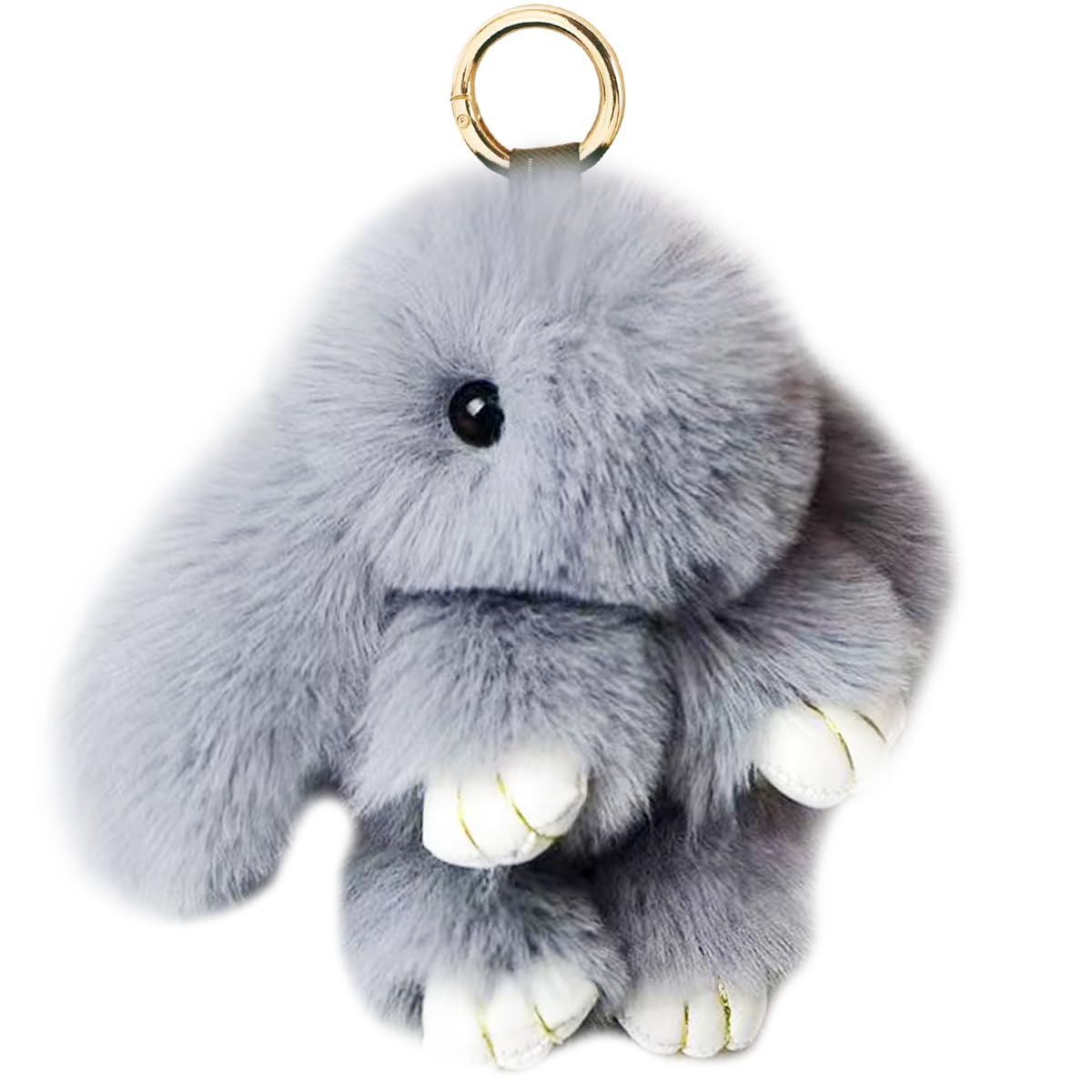 Bunny Keychain Soft Fluffy Rabbit Keychain Cute Colorful Rabbit Fur Pom Pom Key Rings for Women Pendant Accessories