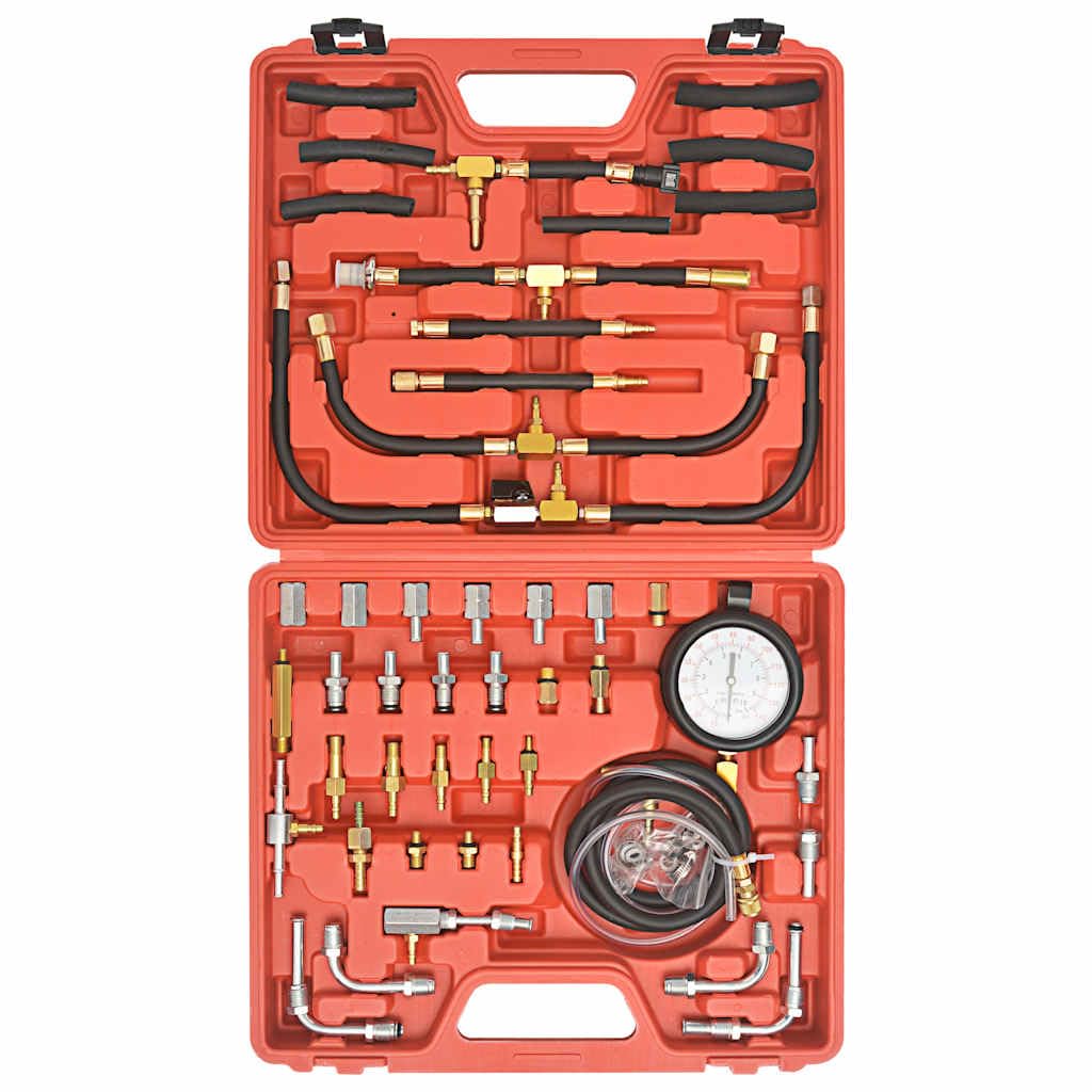 Zestaw do wtrysku paliwa z 70 częściami, miedź i guma, manometr 0-10 bar, adapter do Audi BMW Ford VW, elastyczny wąż, walizka do przechowywania, do samochodów osobowych i ciężarowych