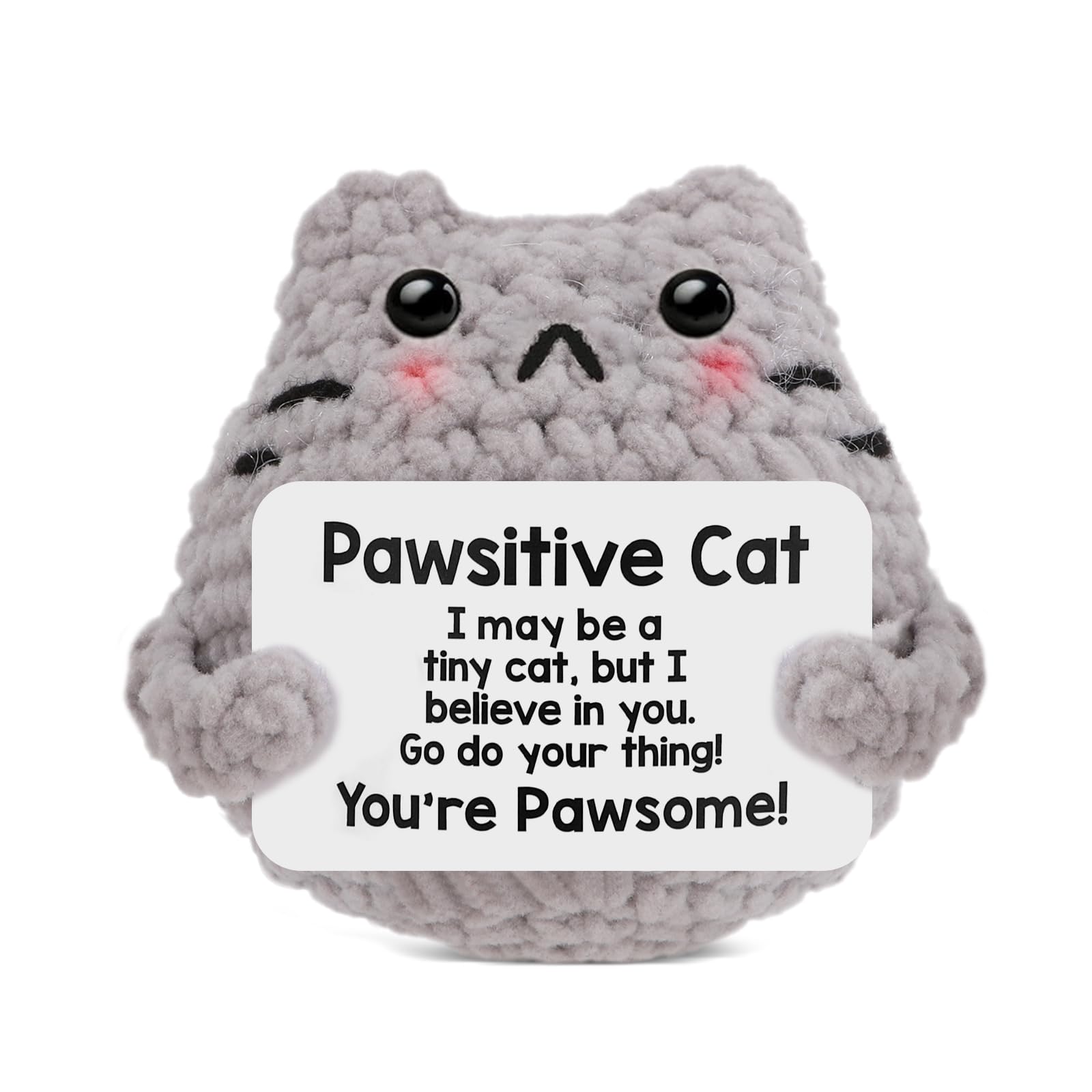 wompolle Crochet Cat Easter Basket Stuffers Positive Crochet Christmas Birthday Gifts for Women Mum Grandma Dad Grandpa Daughter Son Uncle Aunt Friends, Mini Crochet Cat Handmade Gift For Women