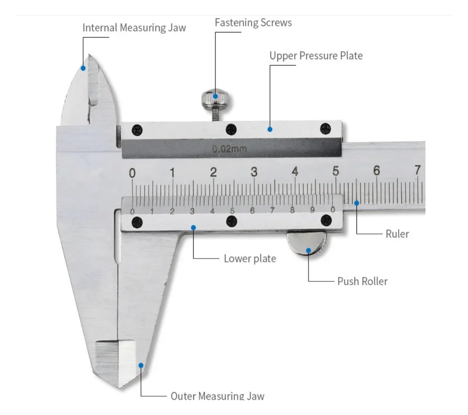 Calibre Vernier de Acero Inoxidable 0-150 mm Tornillo de Bloqueo Calibre Vernier de Acero Inoxidable por