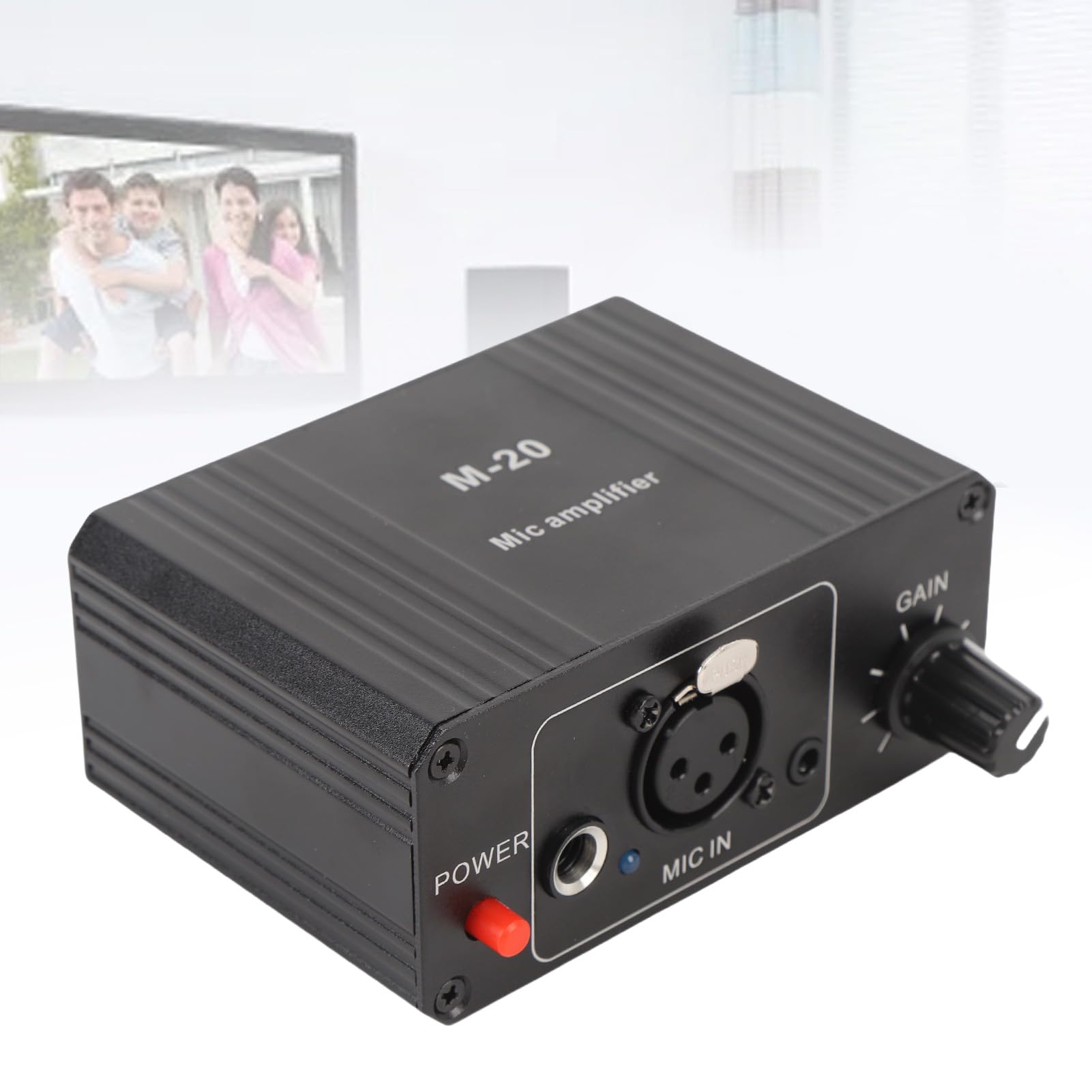 Preamplificador de micrófono HaloVerde XLR con potencia de 48 V que ofrece alta ganancia de 27 dB, un preamplificador de micrófono recargable de bajo ruido para micrófonos