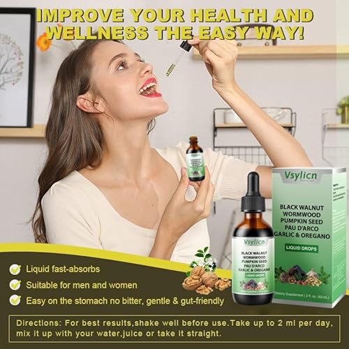 Cloves Wormwood Green Black Walnut Hull, Parasite Cleanse for Humans Drop, Digestion Aid & Boosts Energy, Pumpkin Seed Extracts, Support Gut Cleanse & Digestion Balance, Improve Energy