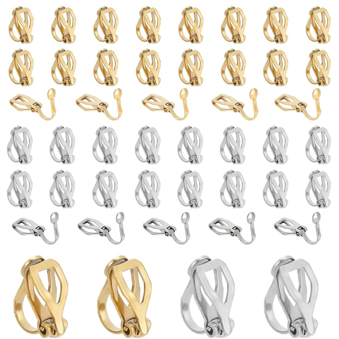 Clip per Orecchini in Acciaio Inox 50 Pezzi, Accessori per Creazione Orecchini Fai da Te