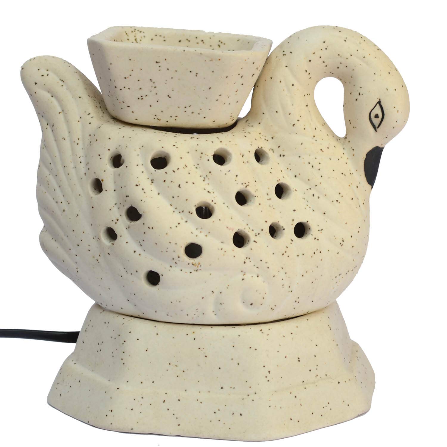 SSK ceramic Electric essential Oil diffuser Aroma Burner Unique decorative design Swan Room Fragrance for Office home kitchen Restaurant, White