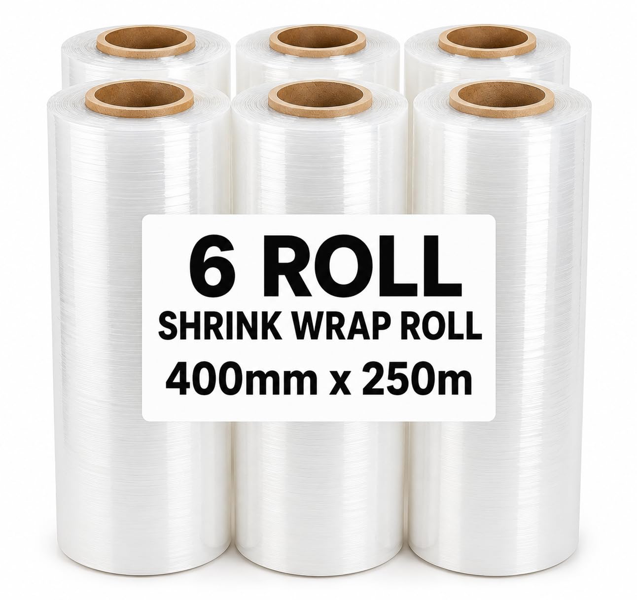 Inkspire Clear 6 Pack Stretch Shrink Wrap Rolls 400Mm X 250M – Heavy Duty Cling Film, Tear Resistant & Moisture Proof Pallet Wrap For Pallet Wrapping, Storage & Moving House Essentials
