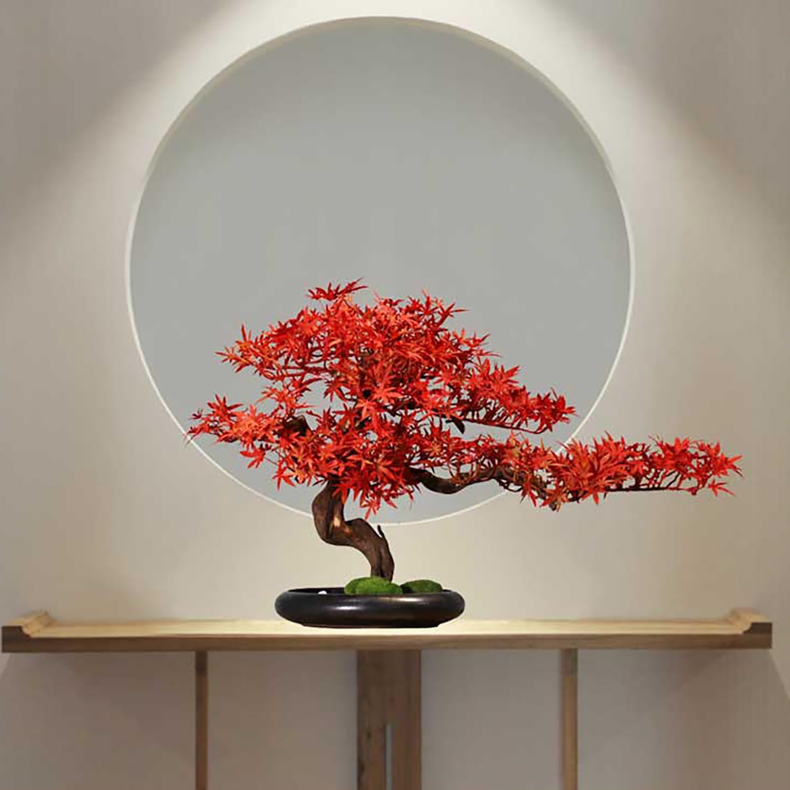 Ahorn Ahornbaum Kunstpflanze Künstliche Pflanze Künstlicher Bonsai-Baum, für Indoor/Outdoor Home Office Schreibtisch Dekoration(Red-R)