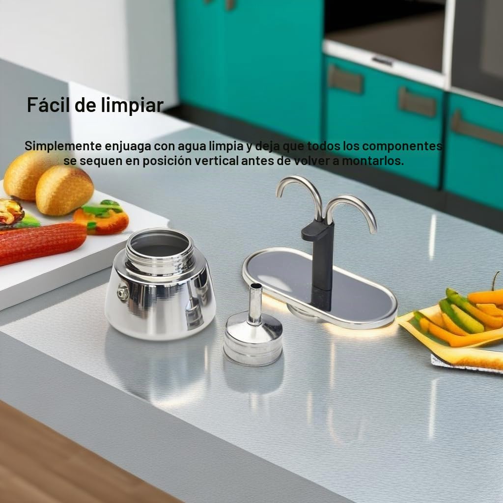 Topyond Moka Pot, 2 Tazas 100ml Acero Inoxidable de Doble Cabeza, Cafetera Espresso para Estufa Cafetera Italiana Clásica para Hacer Café, Conducto DIY