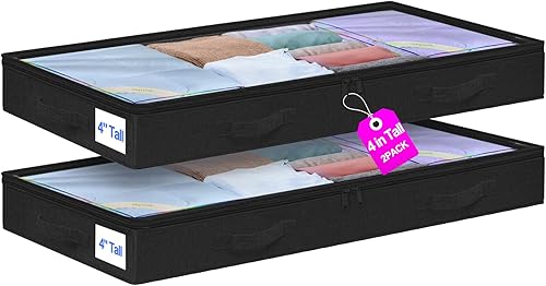 punemi Under Bed Shoe Storage Organizer, Adjustable Velcro Shoe Organizer Under Bed With Bottom Support & 3 Sturdy Handles, Underbed Shoe Organizers