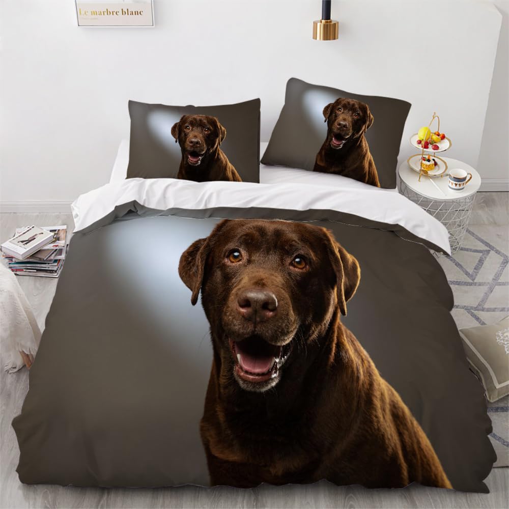 DILANI Duvet Cover double 3D Labrador Quilt Cover Soft Microfiber Comforter Cover With Zipper Closure Bedroom and 2 Pillowcase Dog Animal Bedding Set for Kids Teens and Adults